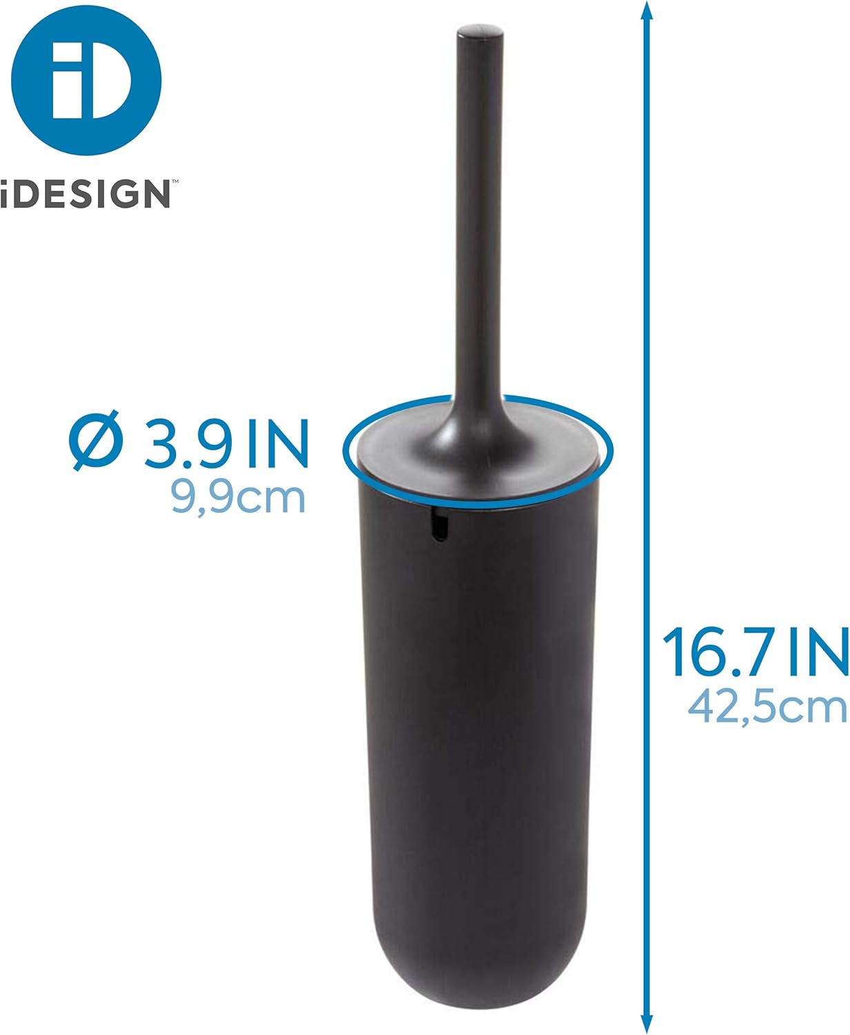 iDesign - 29567 Matte Black Toilet Brush and Holder Set