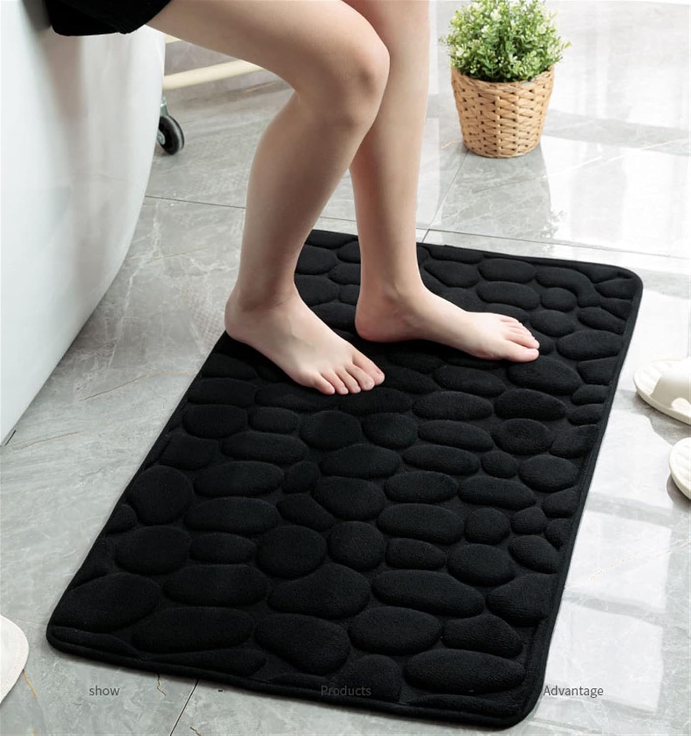 Insun Soft Memory Foam Bath Mat Non-Slip Black 157x236