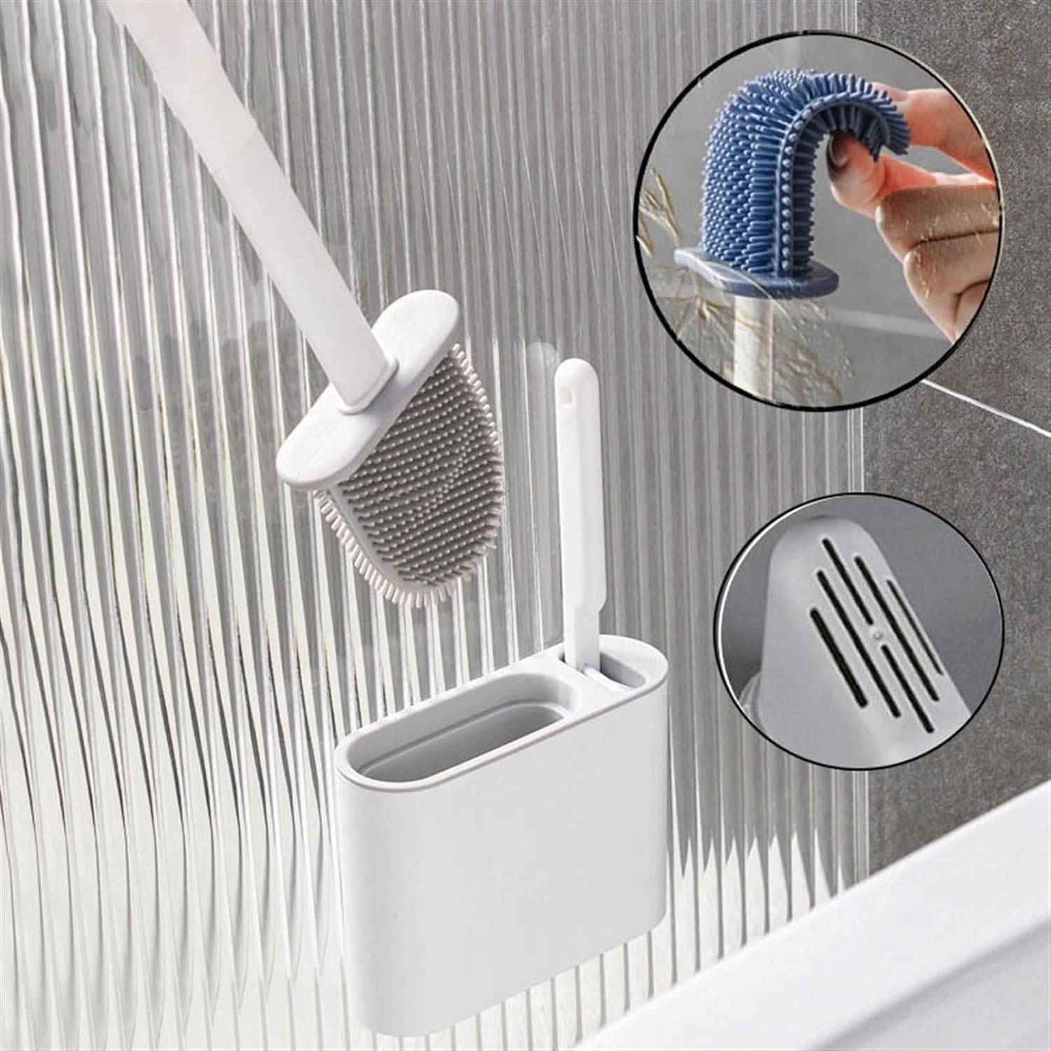 Dark Gray Toilet Bowl Brush with Holder 1