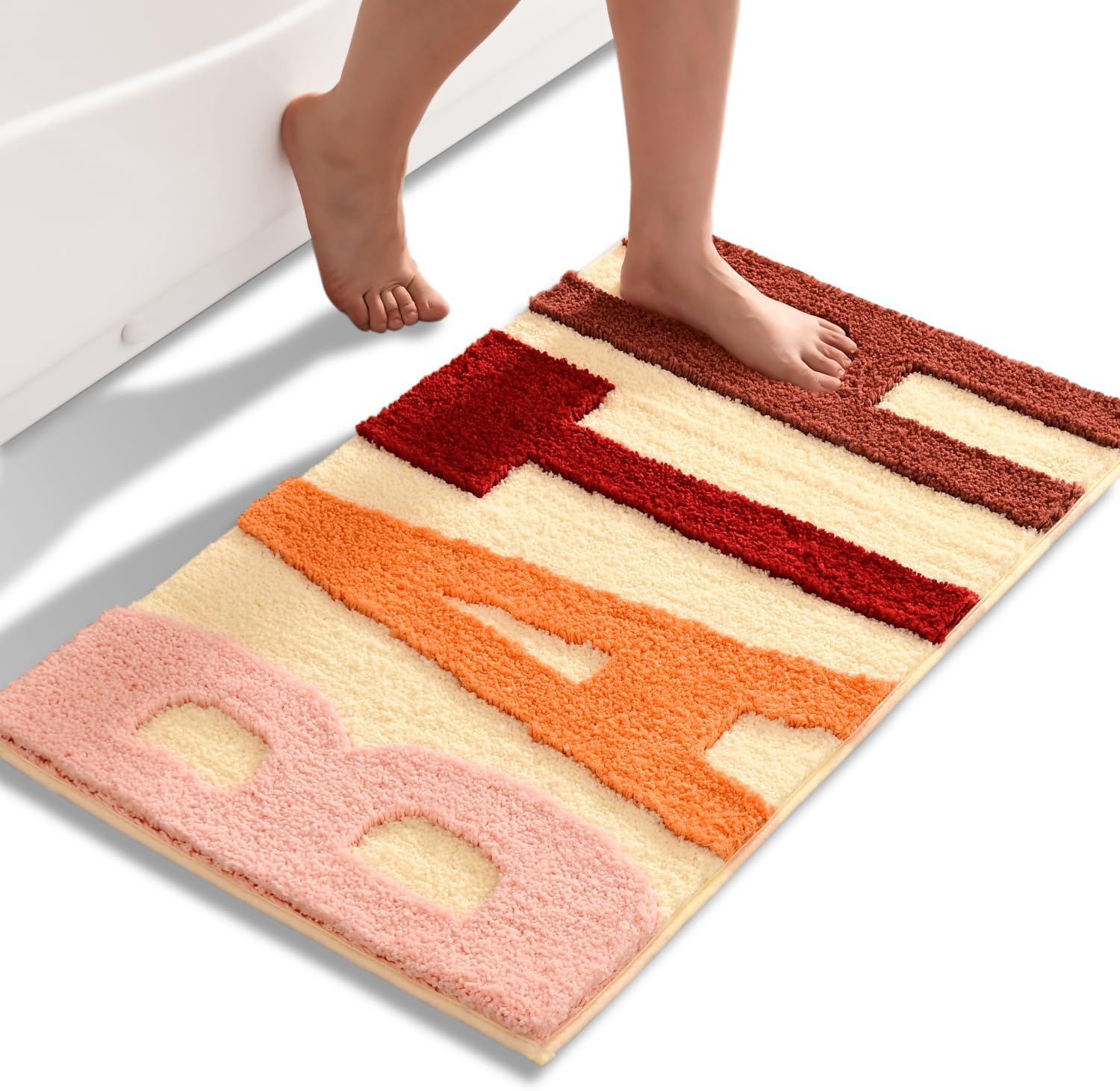 Beige Bathroom Rug with Cute Non-Slip Design