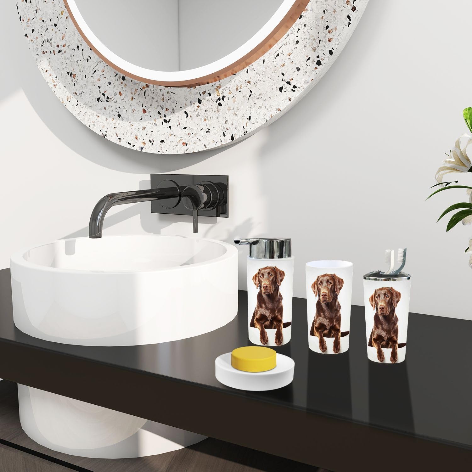 Boho Bathroom Accessory Set 6 Piece for Modern Homes