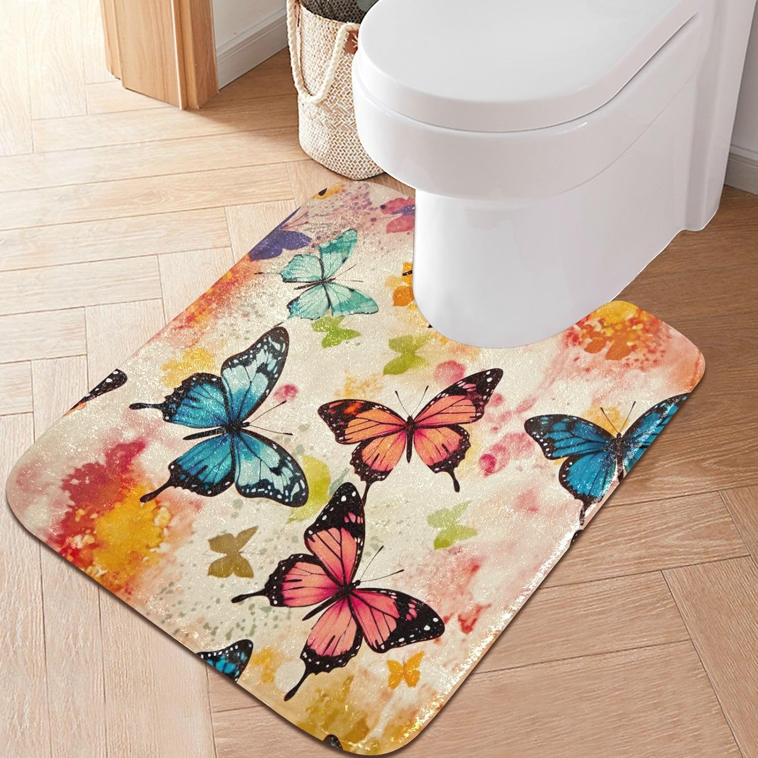 YETTASBIN Butterfly 2 Pcs Bath Mat Set