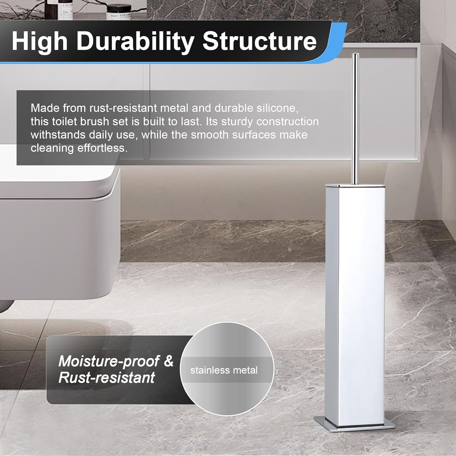 BVL Chrome Toilet Brush with Holder Set