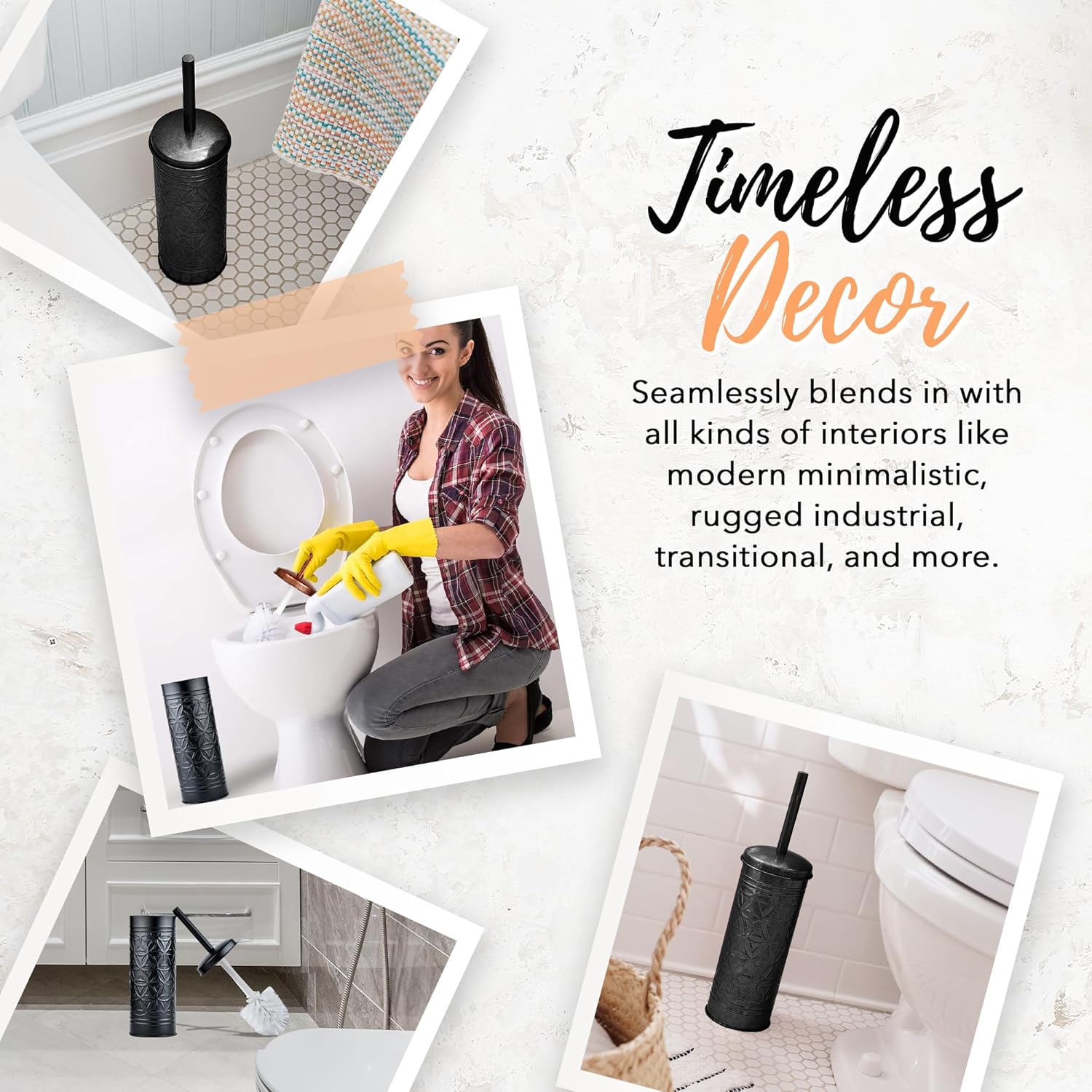 Autumn Alley Matte Black Toilet Brush and Holder Set