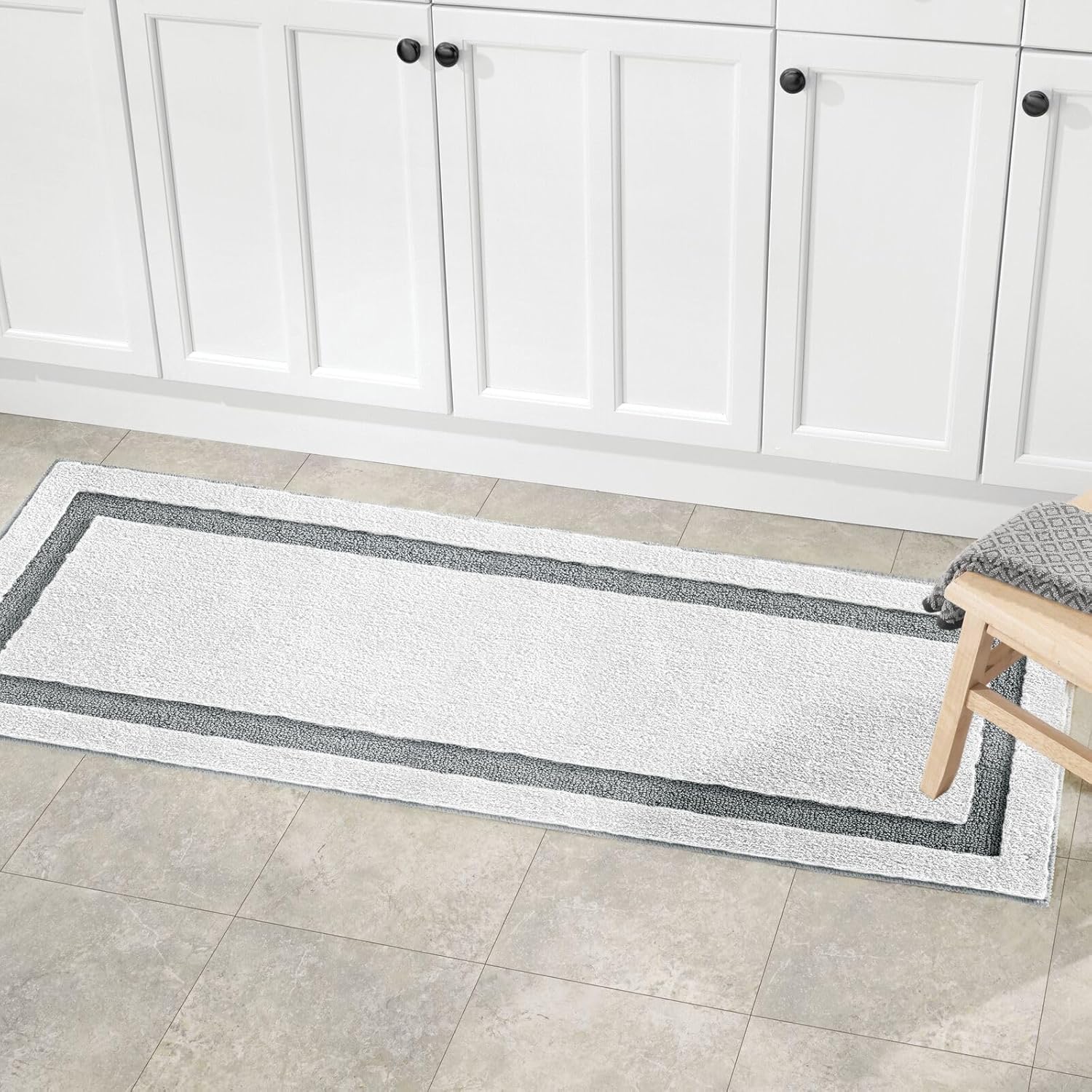 mDesign Hydra Bath Rug - Non-Skid Extra Long Machine Washable