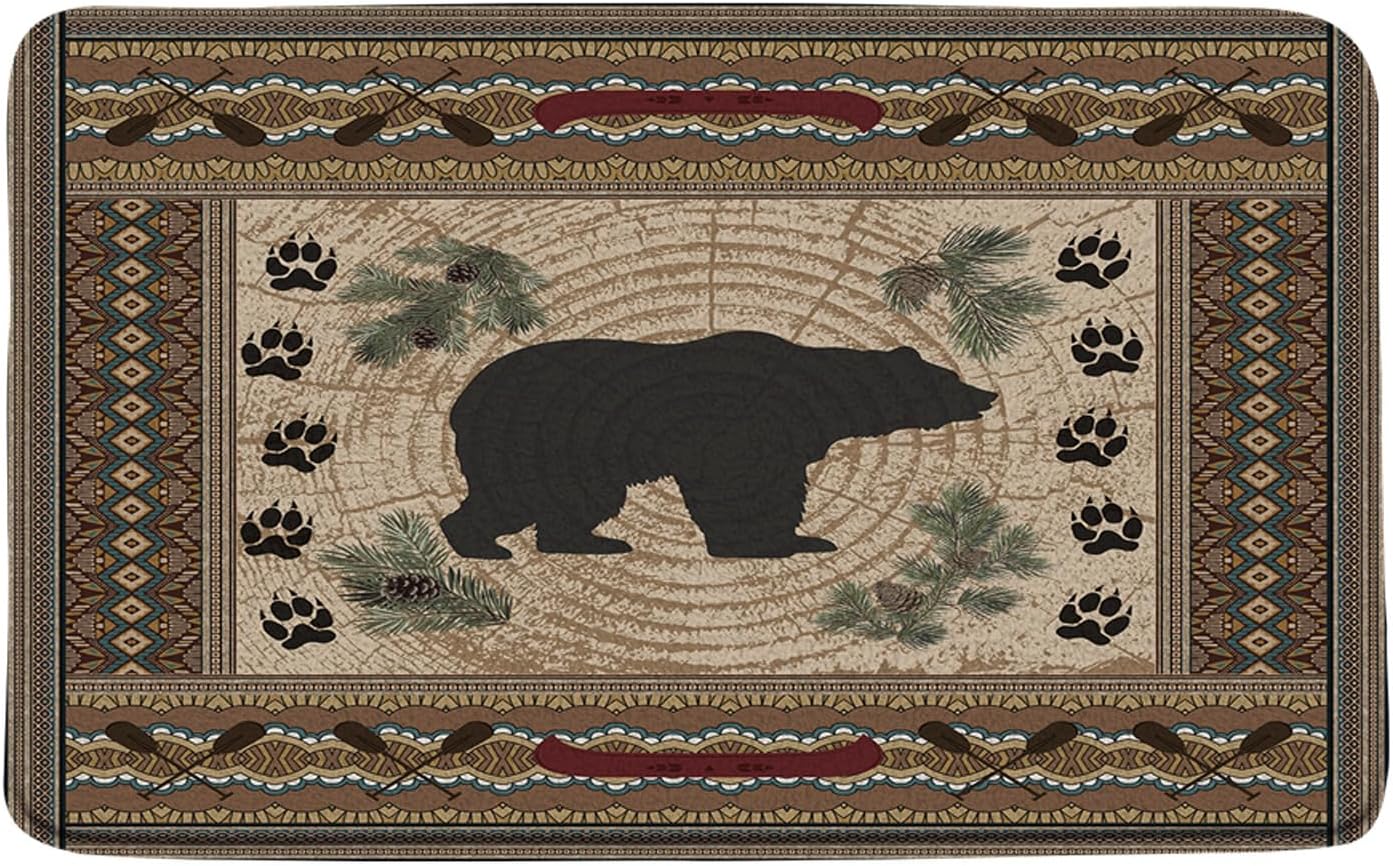 Bear Bath Rug Rustic Cabin Bathroom Mat
