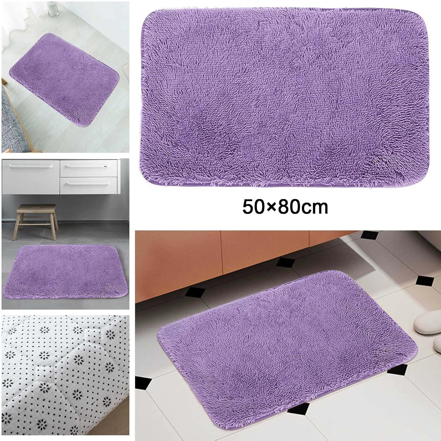 Scceatti Non-Slip Bath Mat Set 32 x 20 Purple