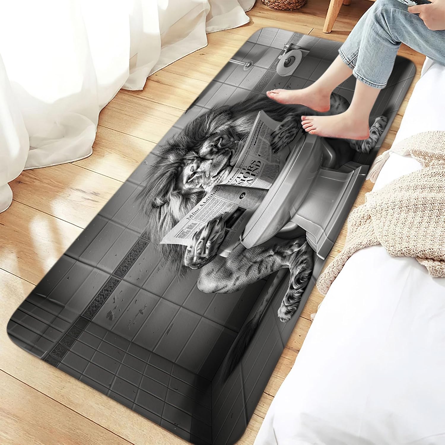 JAWO Funny Cool Lion Bath Mat Non Slip Rugs