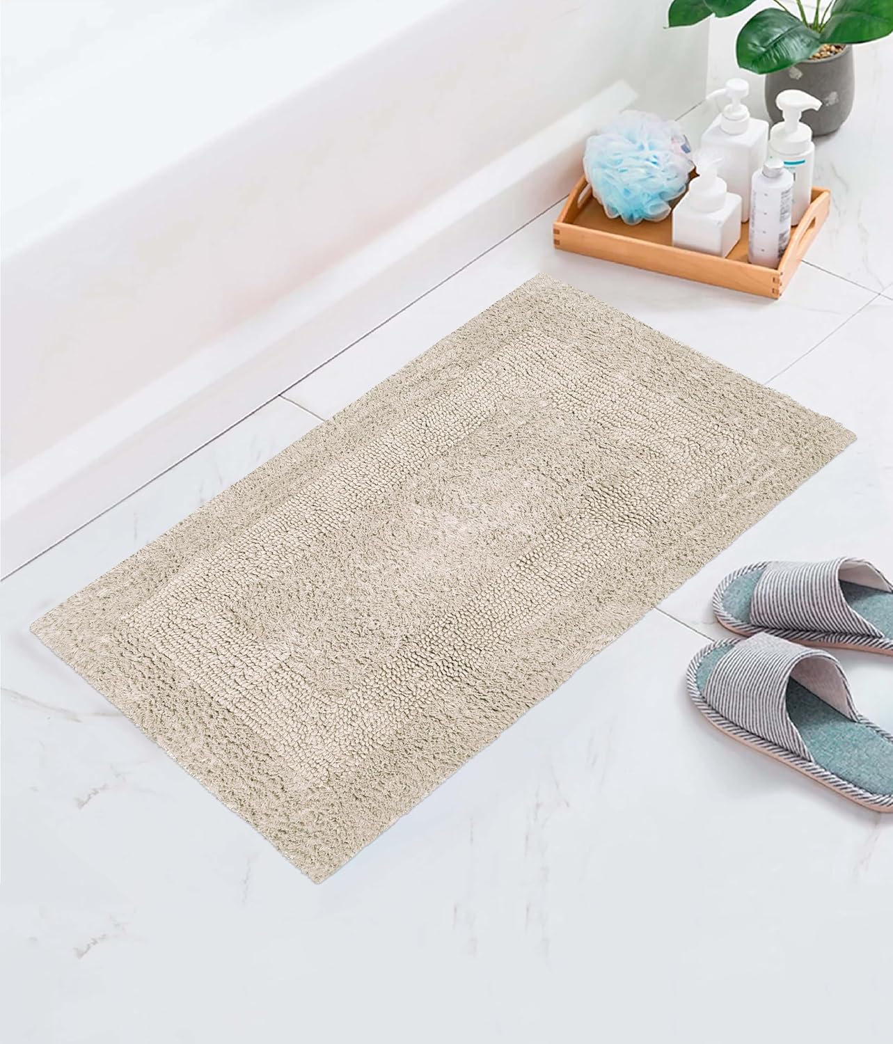 COTTON CRAFT Bath Mat Set of 2 Reversible