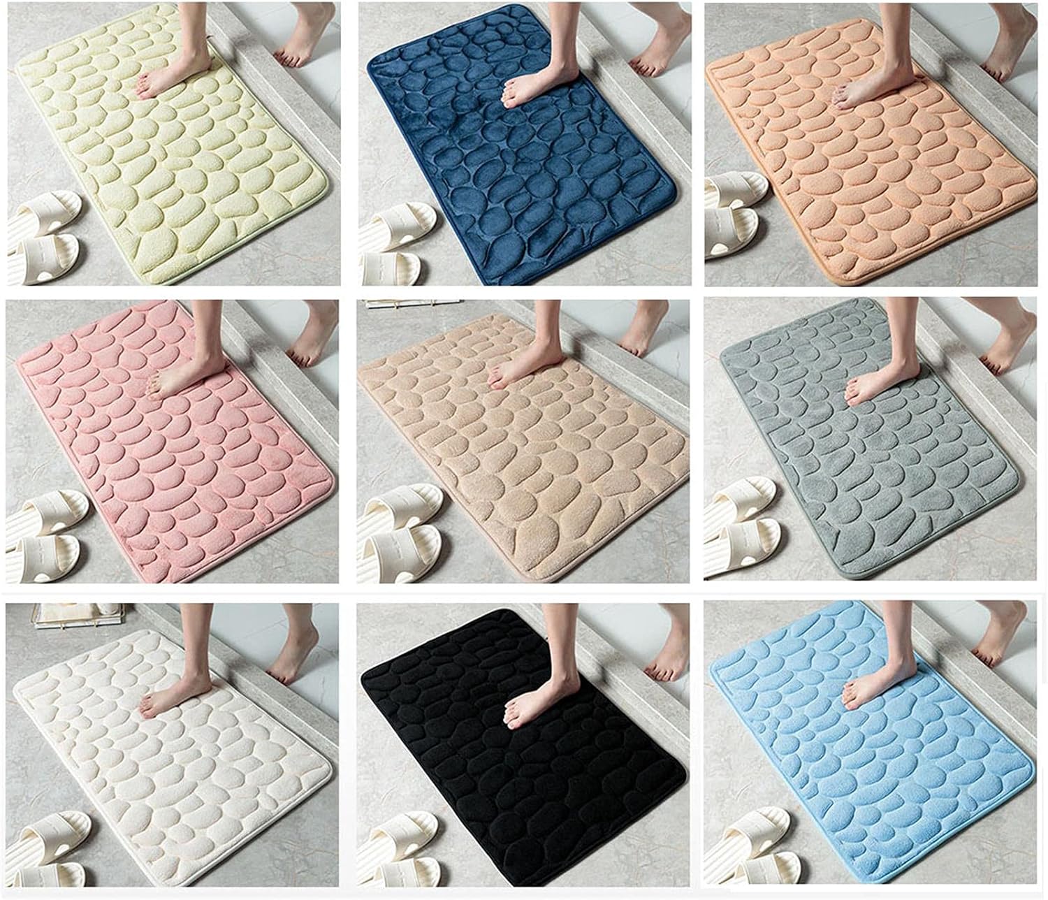 Insun Soft Memory Foam Bath Mat Non-Slip Black 157x236