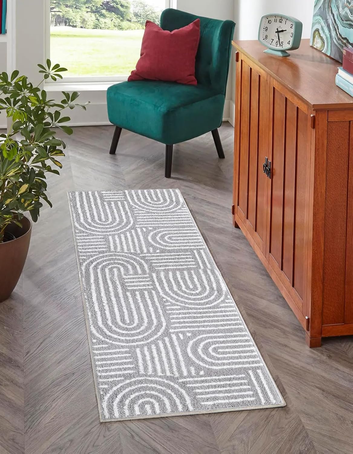 Urtlmaji Grey Bath Runner Rug 24x60 Non-Slip Microfiber
