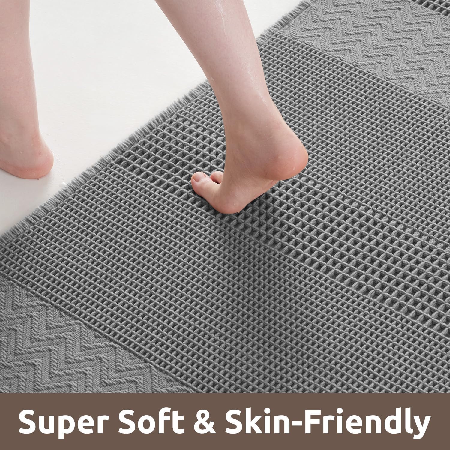 AMOAMI Waffle Bath Mat - Grey 24 x 36