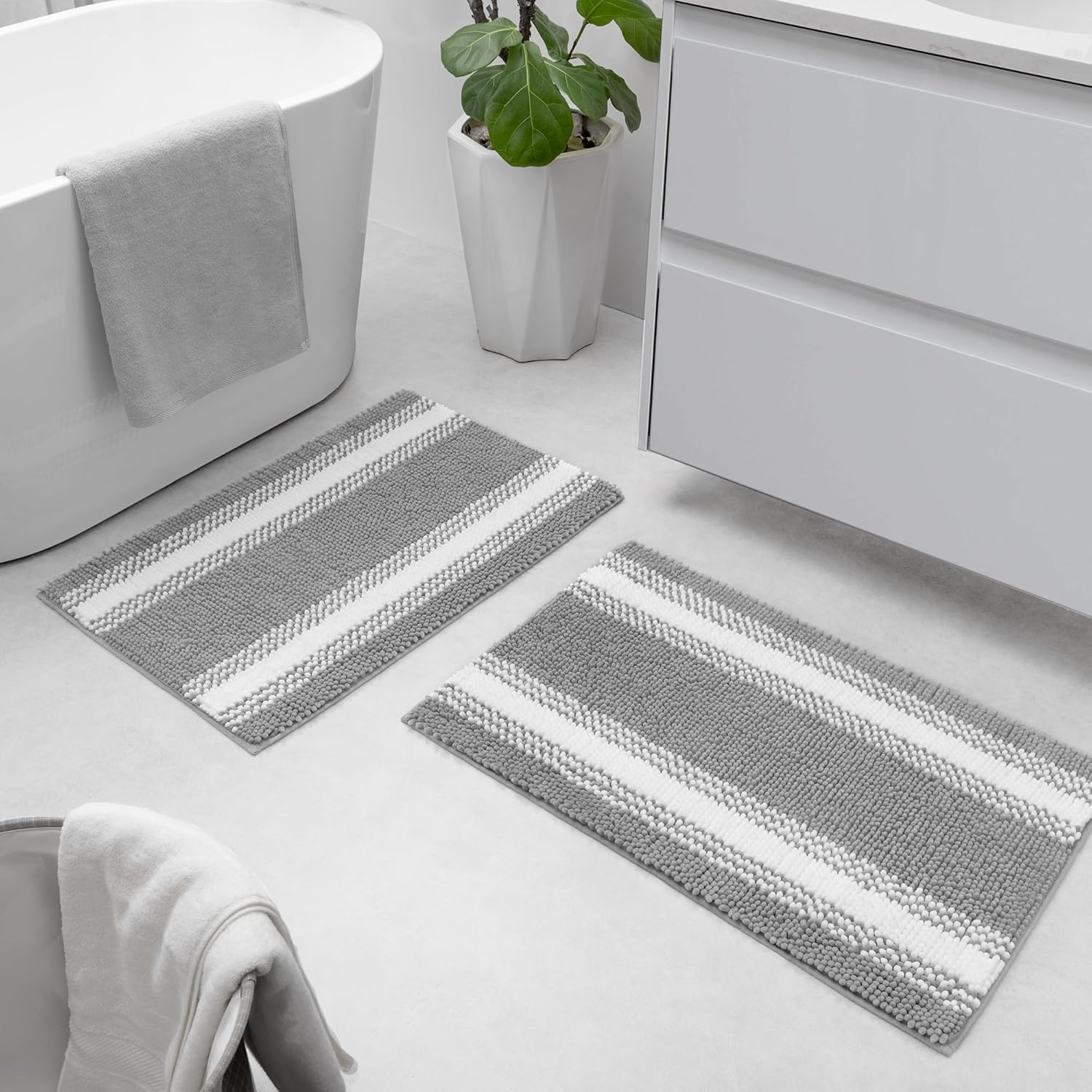 GRANNY SAYS 2 Piece Bath Rug Set Non-Slip Ultra Soft Chenille Rugs
