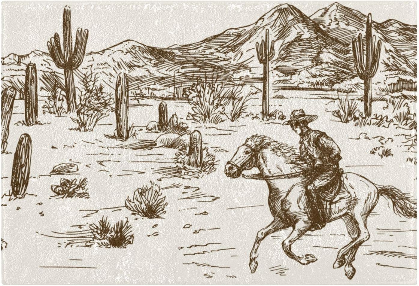 Western Cowboy Bath Rug Mat - Non-Slip Quick Dry 16x24 in