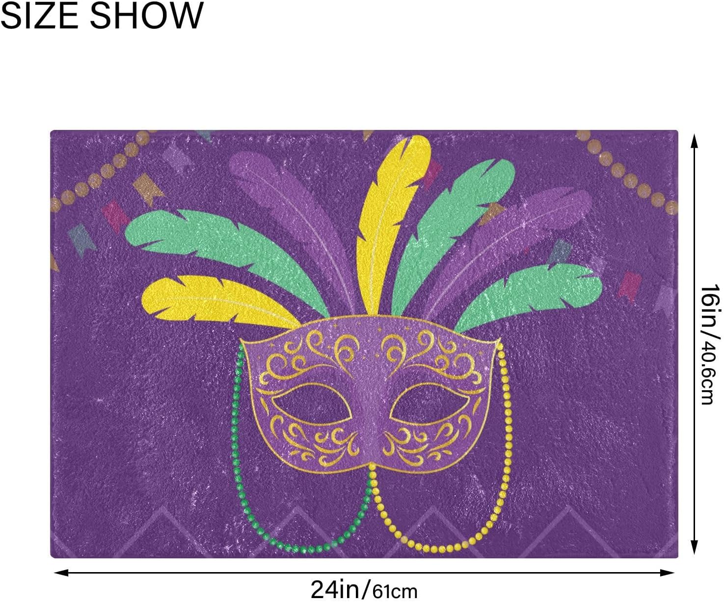 YETTASBIN Mardi Gras Mask Bath Mat Set 1