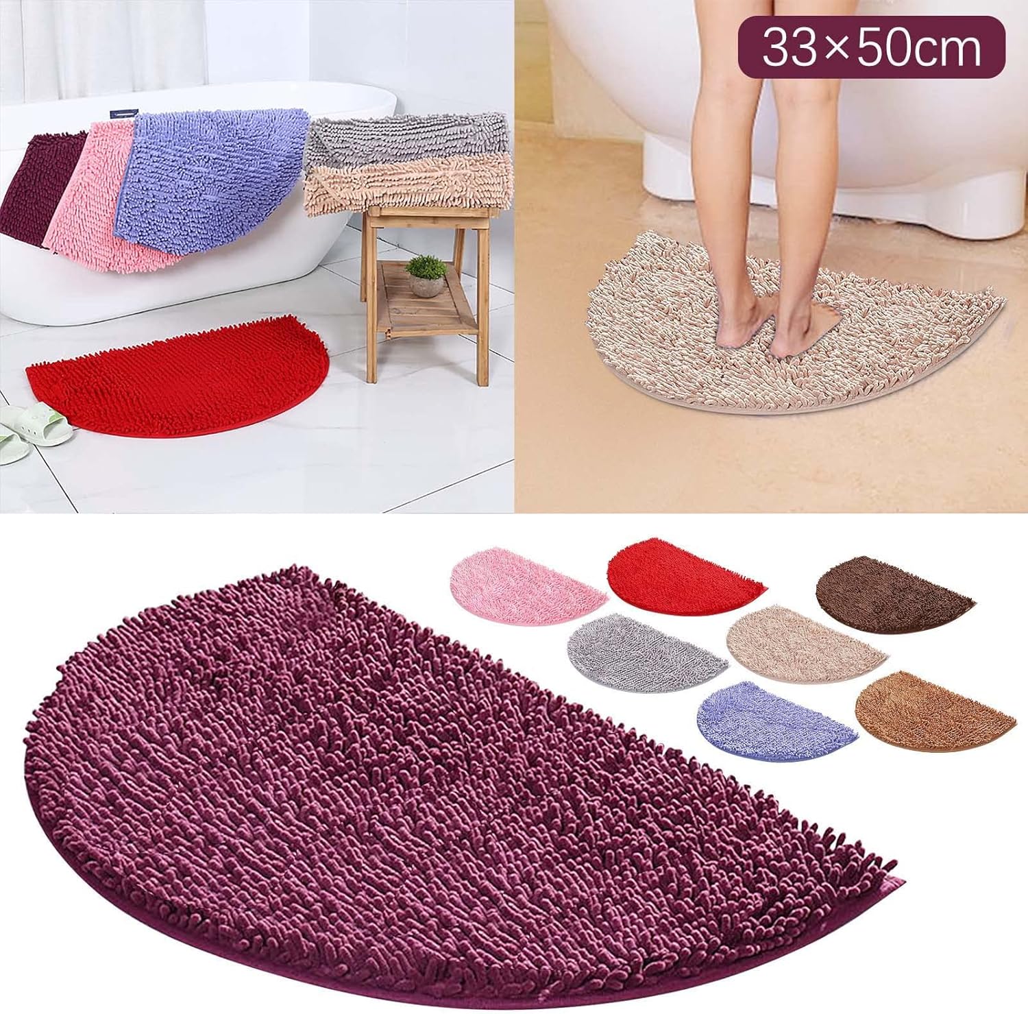 Chenille Bath Mat Rug 24x36 Inch Non-Slip