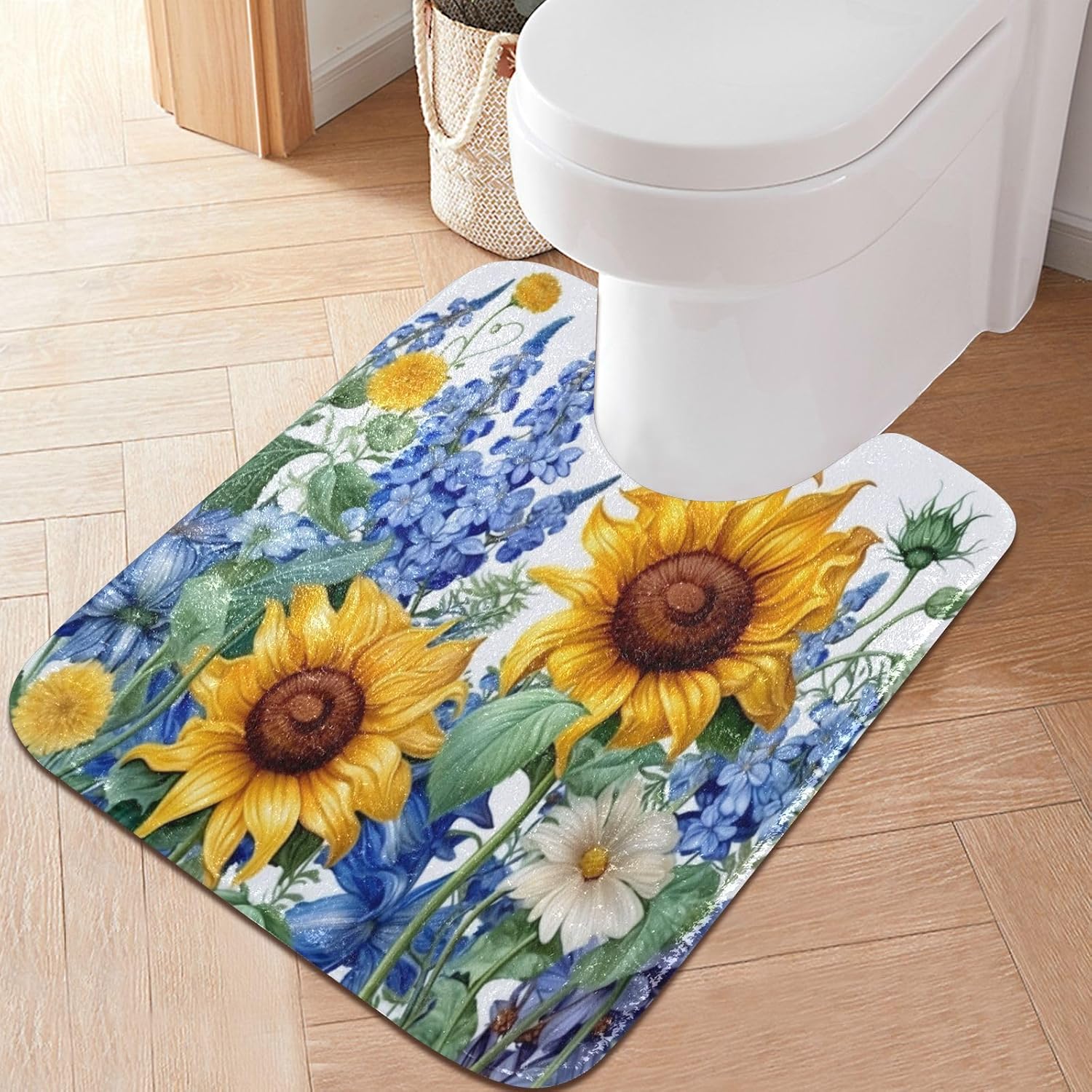 YETTASBIN Sunflower Rectangle Bath Mat Set 1