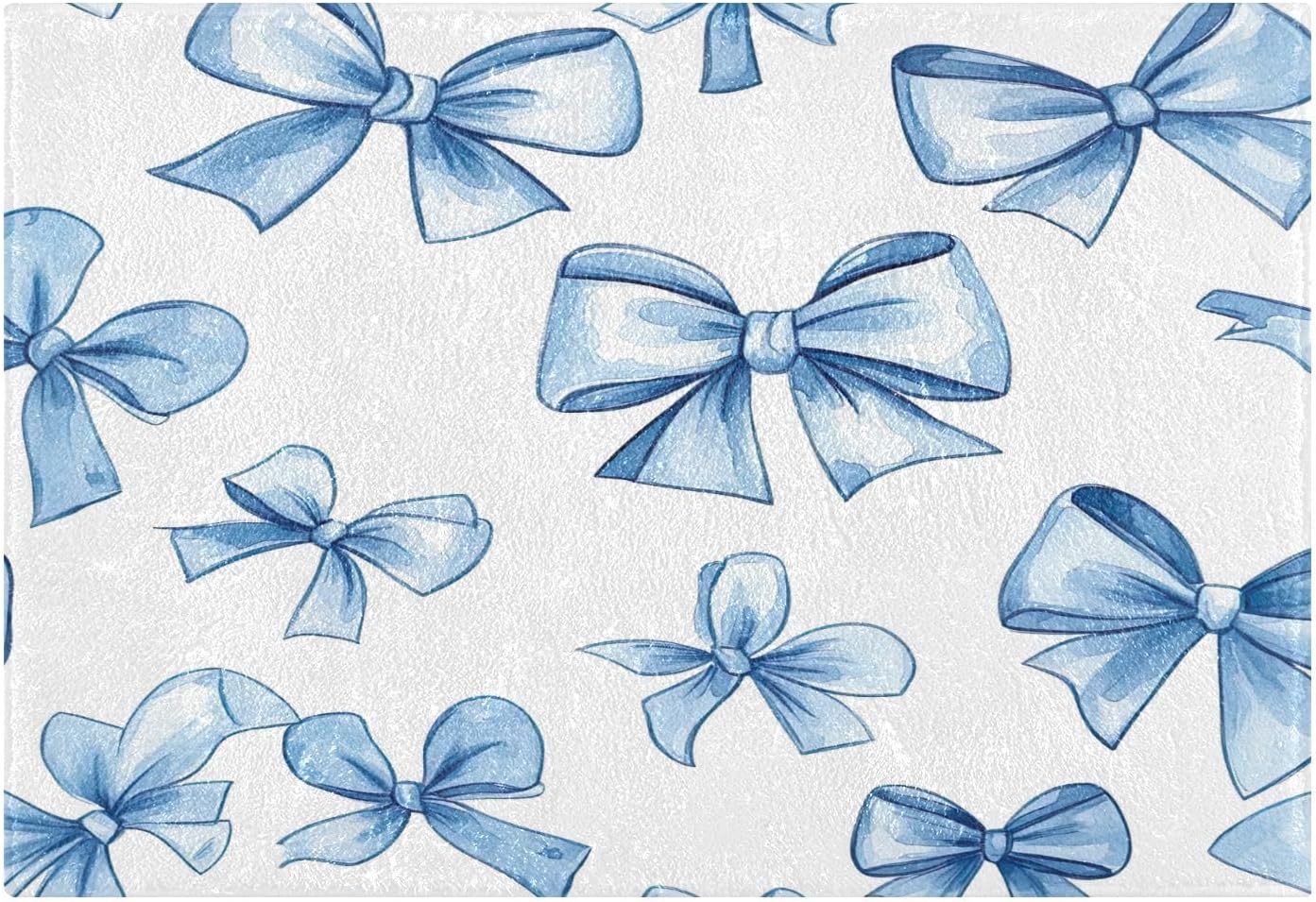 YETTASBIN Blue Bow Rectangle Bath Mat Set 1