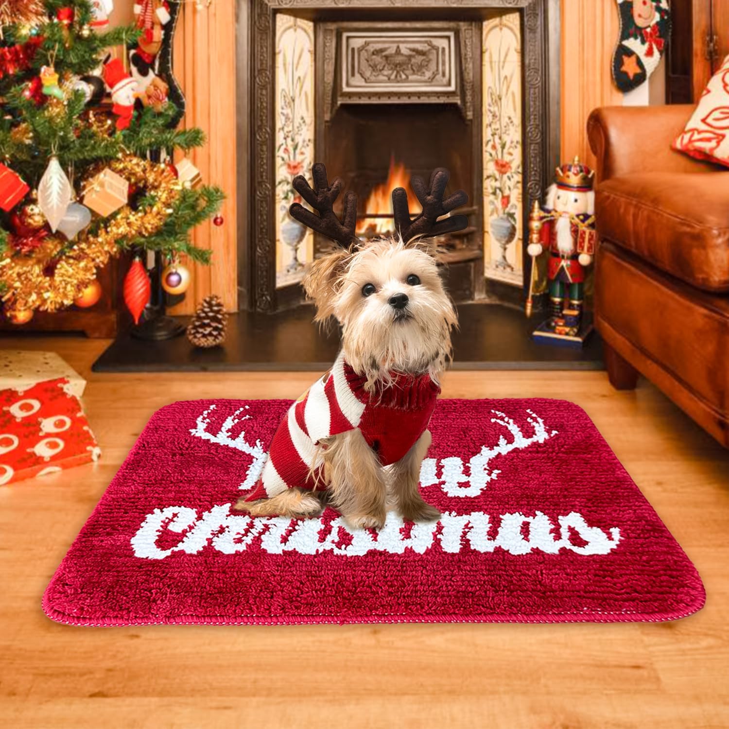 BOANKODU Christmas Bath Mat 20x32 Inches