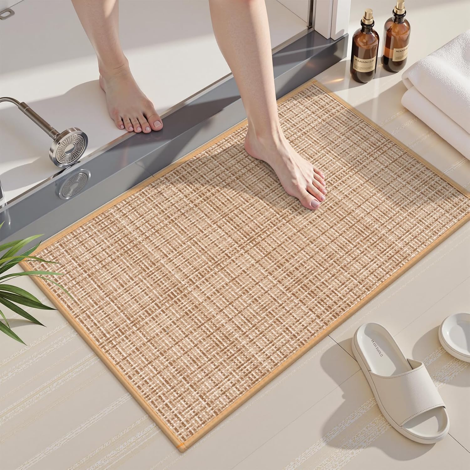 Uphome Non-Slip Bathroom Rug with Rubber Backing 16x24 inch