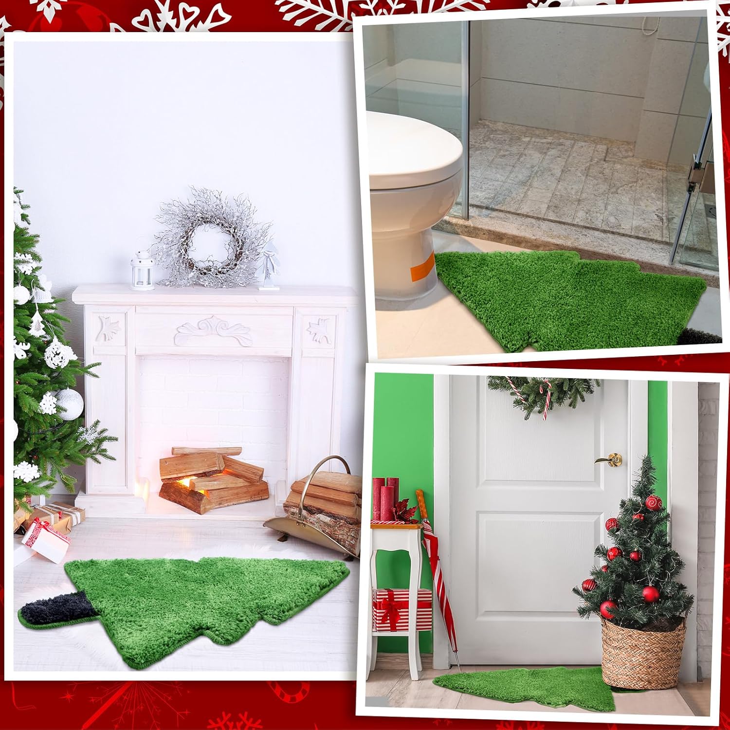 Tinideya Christmas Tree Bath Mat 28x20 Non Slip Kids Rug