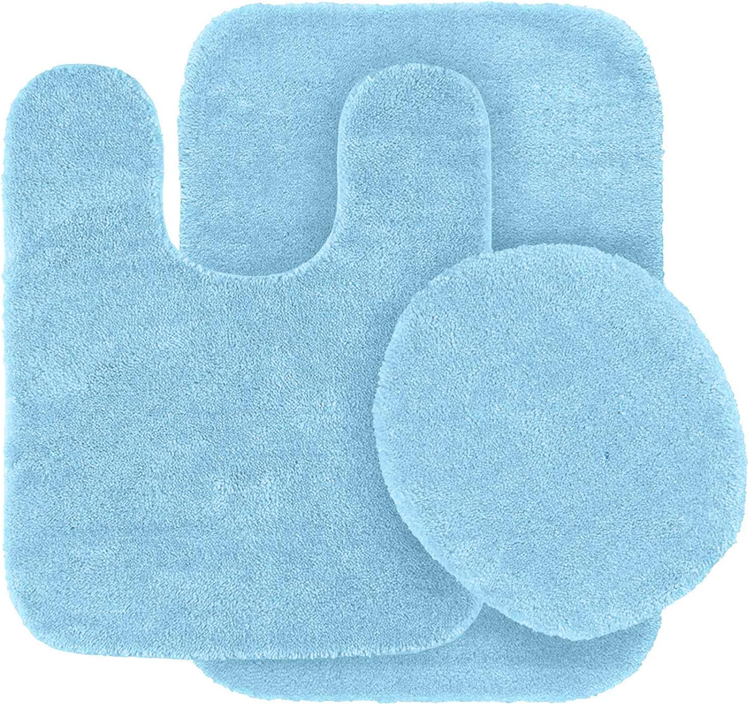 Fancy Linen 3pc Bath Mat Set Light Blue