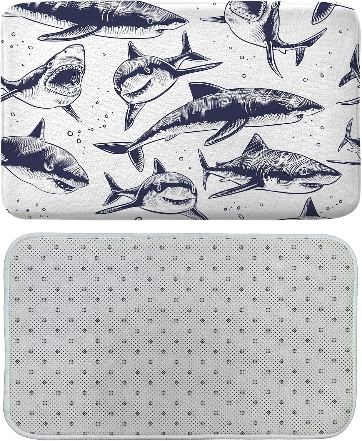 iTapnoom Shark Bath Rug Mat - Navy Blue 17x29 Inch