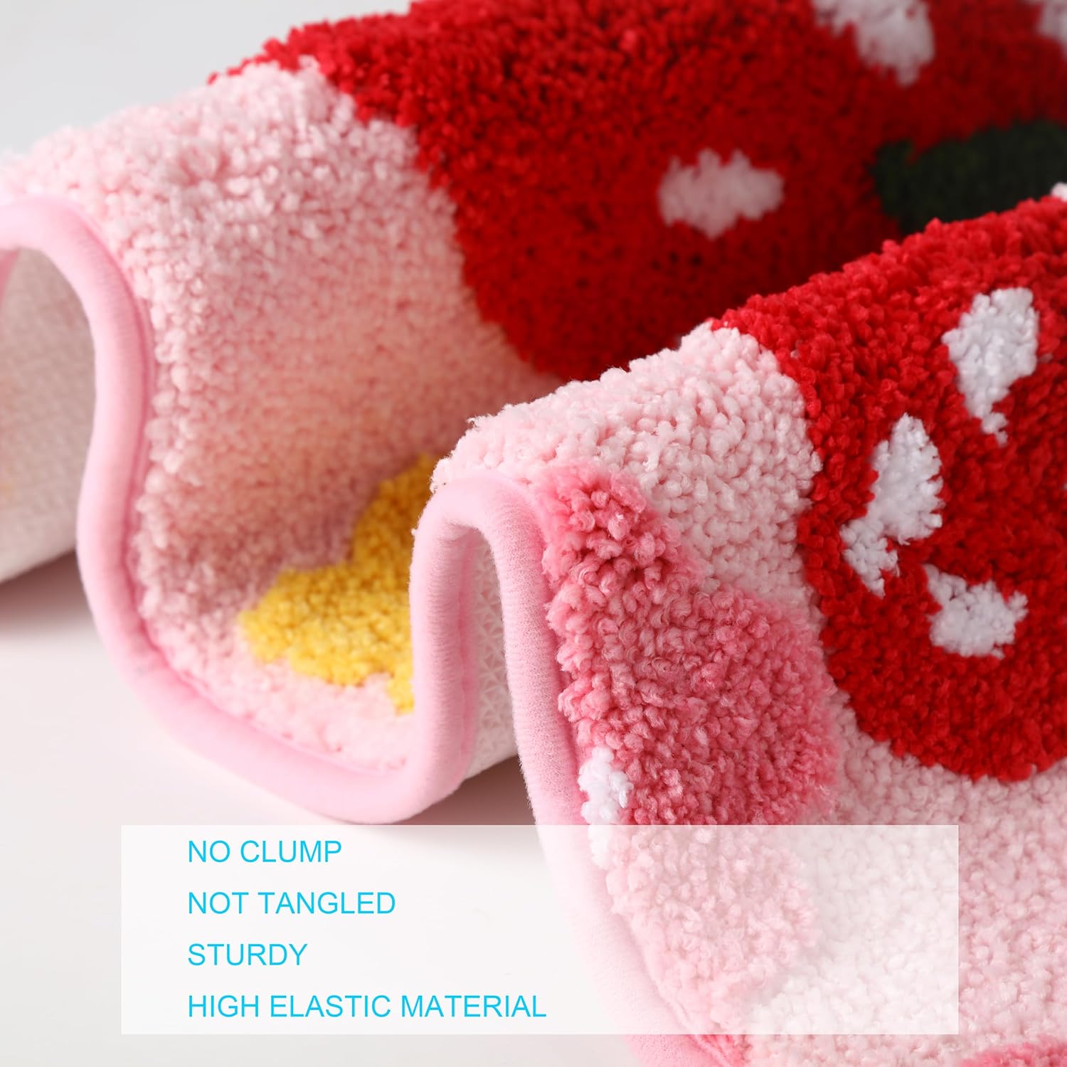 Cute Strawberry Flower Bath Mat Pink Bathroom Rug