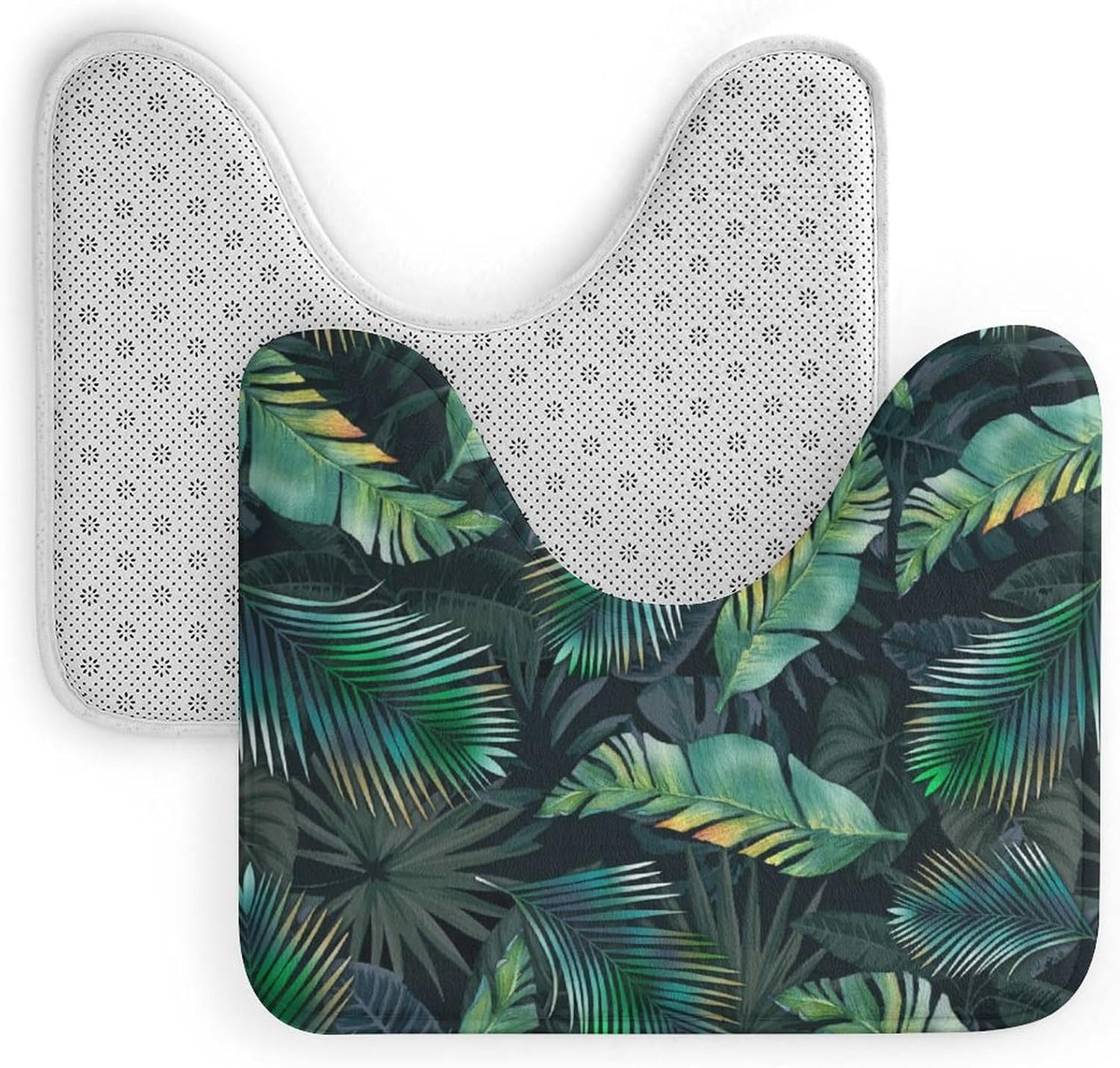 Green Leaf U Shaped Bath Rug Non Slip Soft Mat