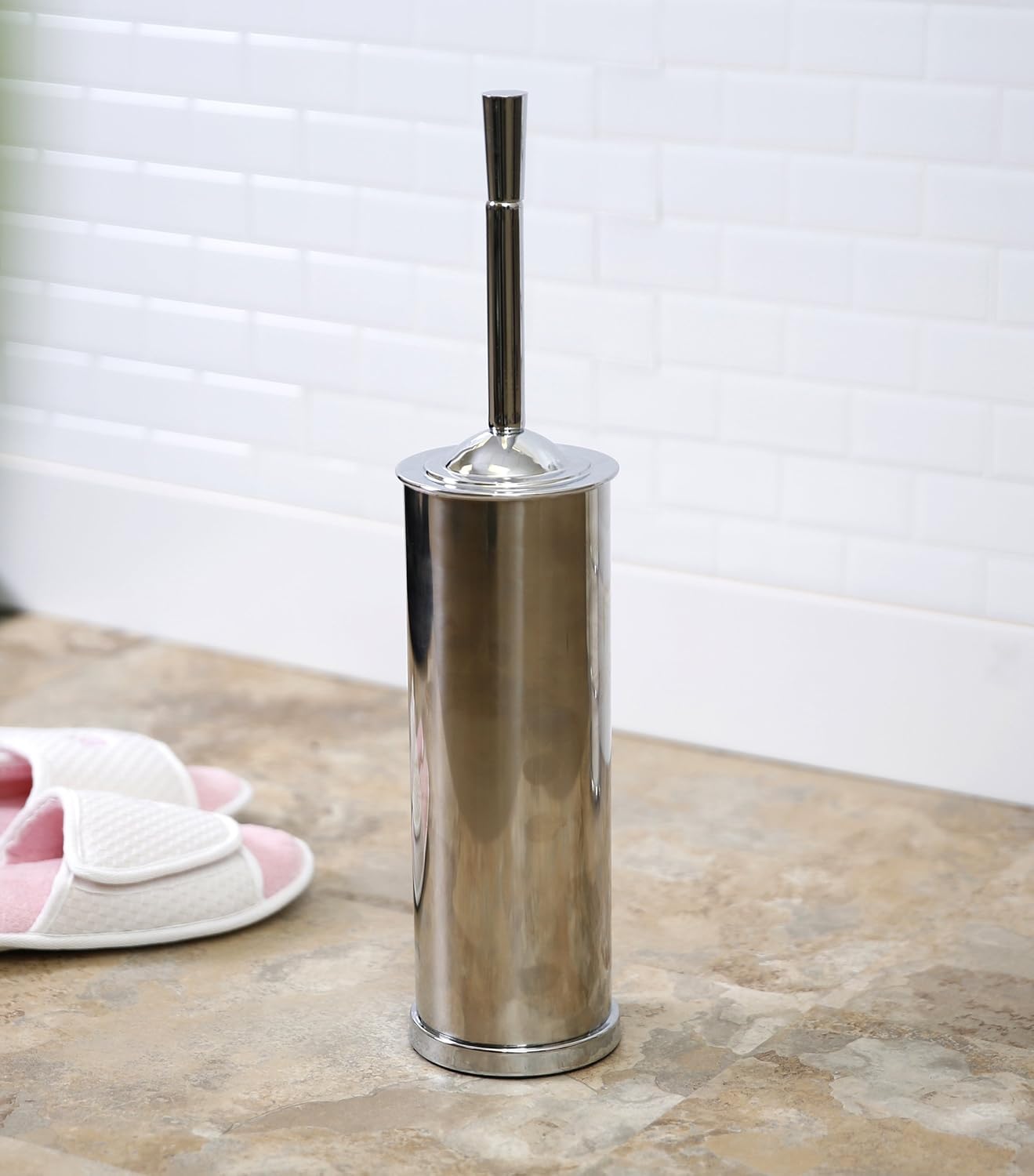 BINO Toilet Brush and Holder with Drip Cup - Polished Chrome