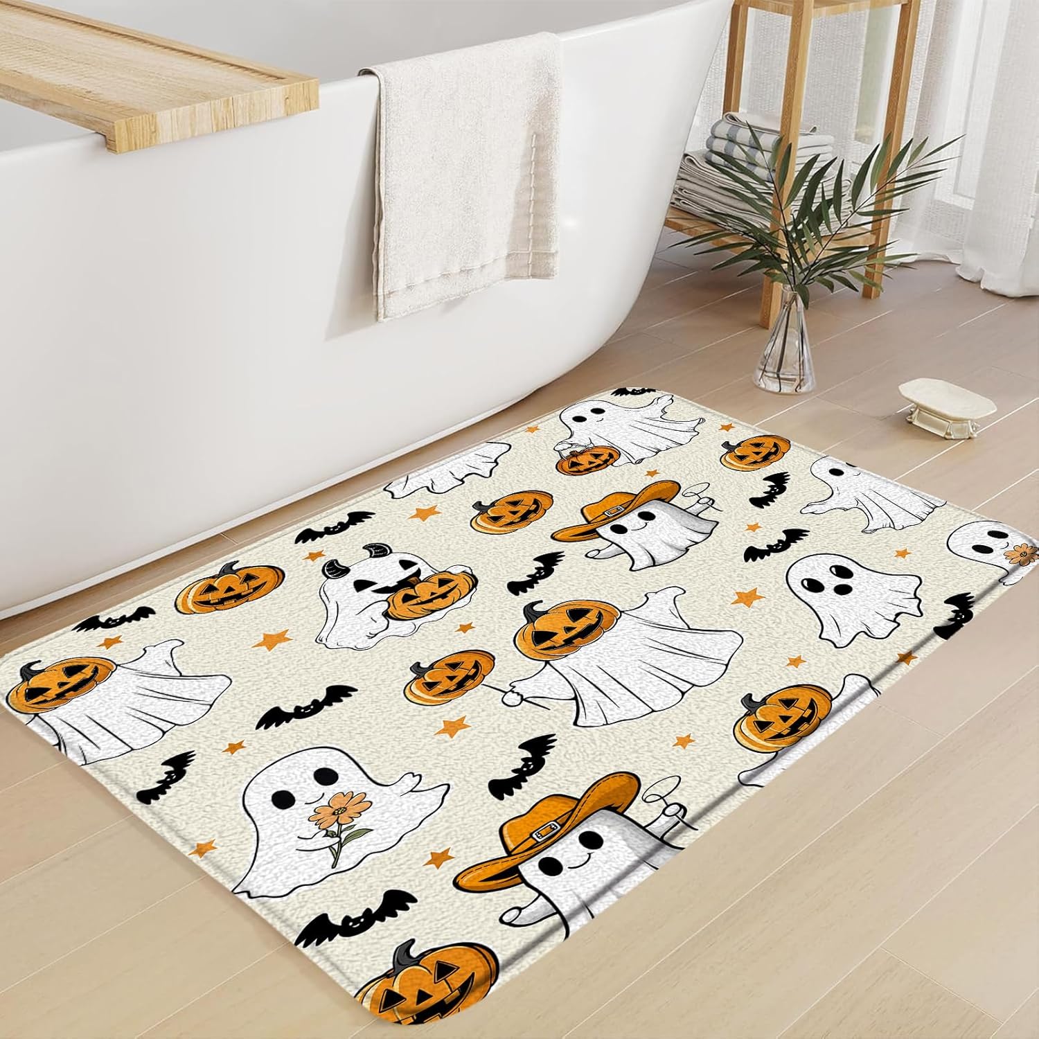 Cute Halloween Ghost Bath Mat 16x24 Inch