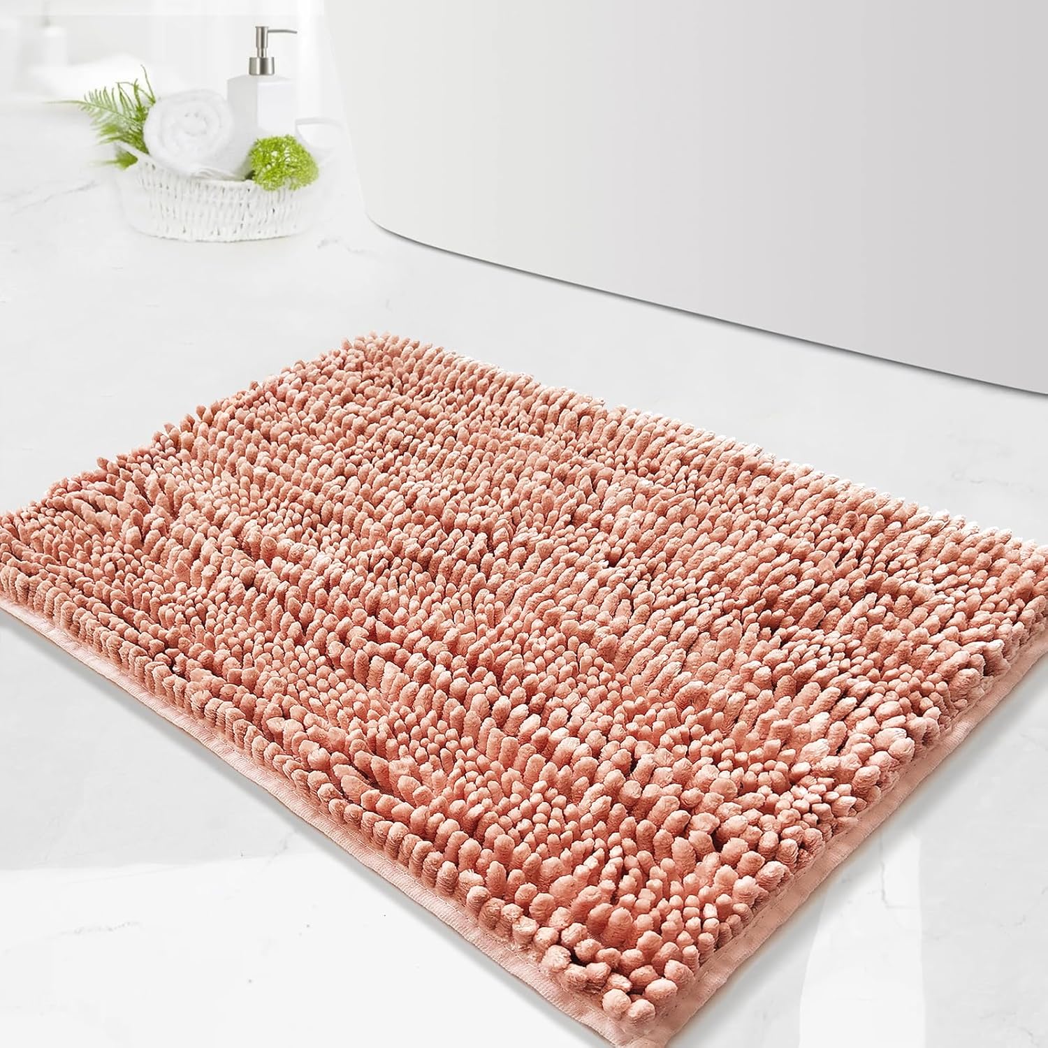 Civkor Pink 24x16 Inch Non Slip Bath Rug