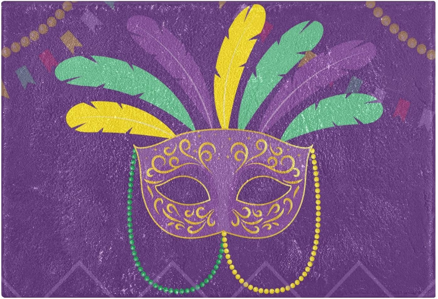 YETTASBIN Mardi Gras Mask Bath Mat Set 1