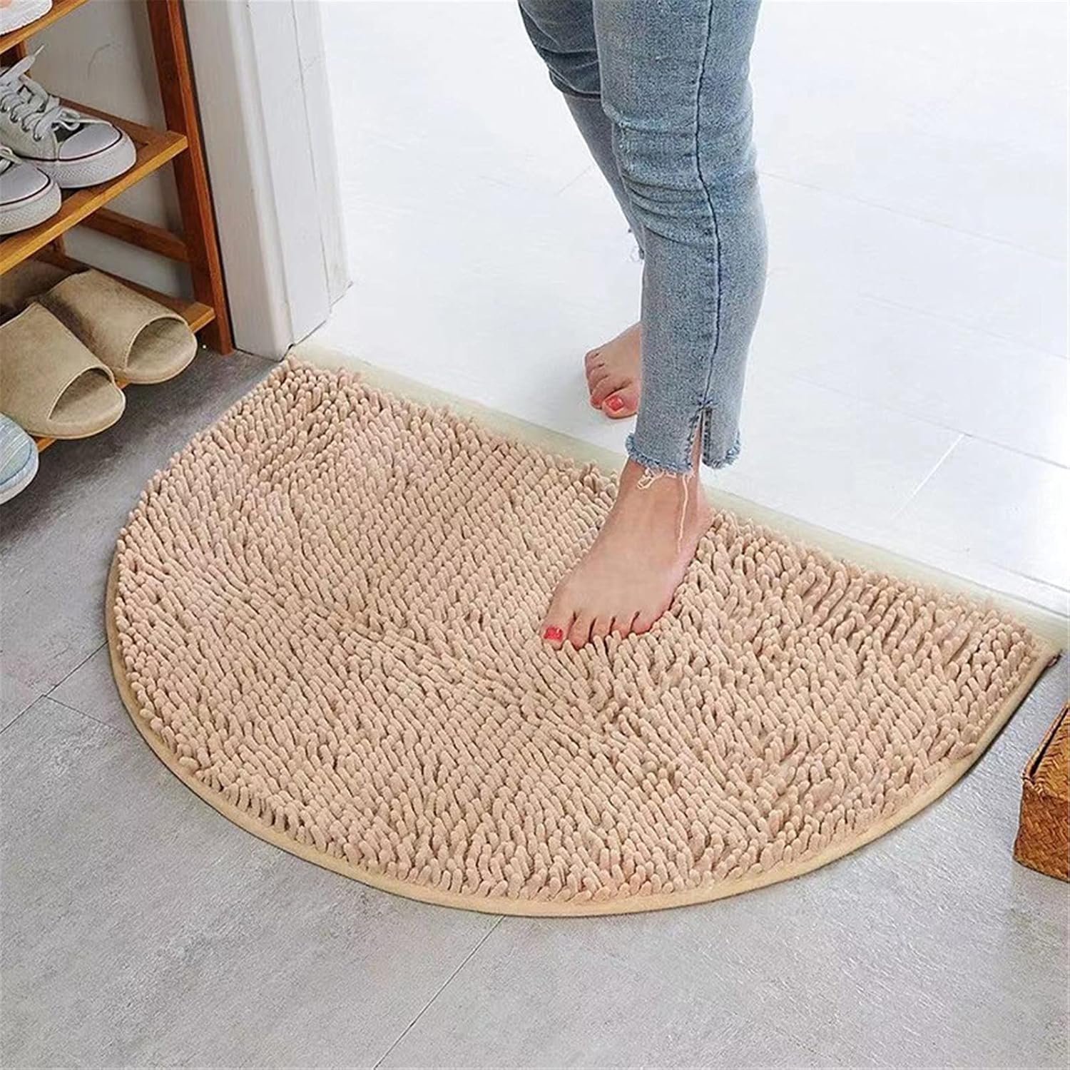 KELINFONG 20x14 Inch Non-Slip Shaggy Bath Rug