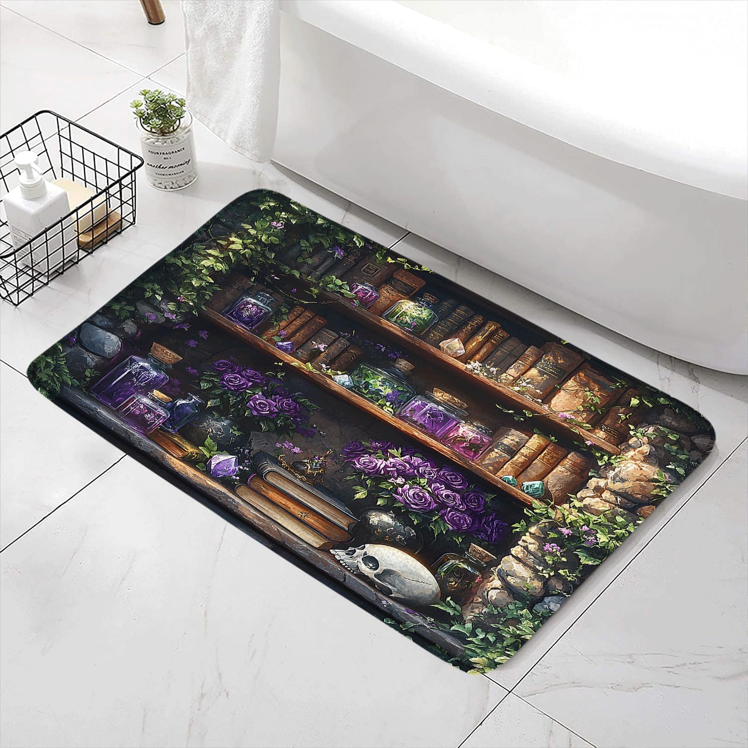 SATRTUD Gothic Bath Mat with Skull Design 24x16 Inch
