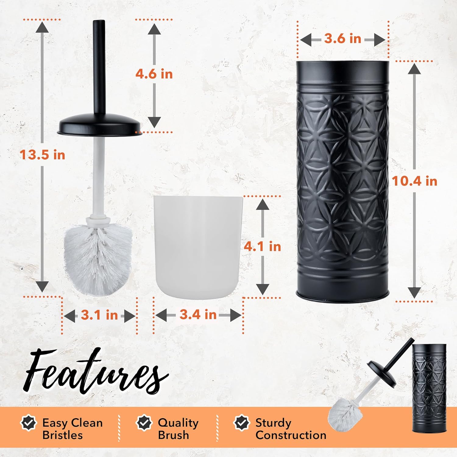Autumn Alley Matte Black Toilet Brush and Holder Set