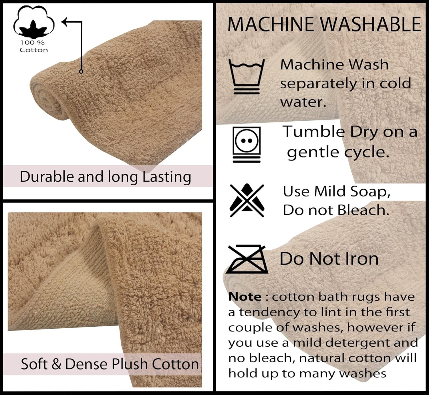 Home Weavers Classy Bathmat 17x24 Cotton Rug Set