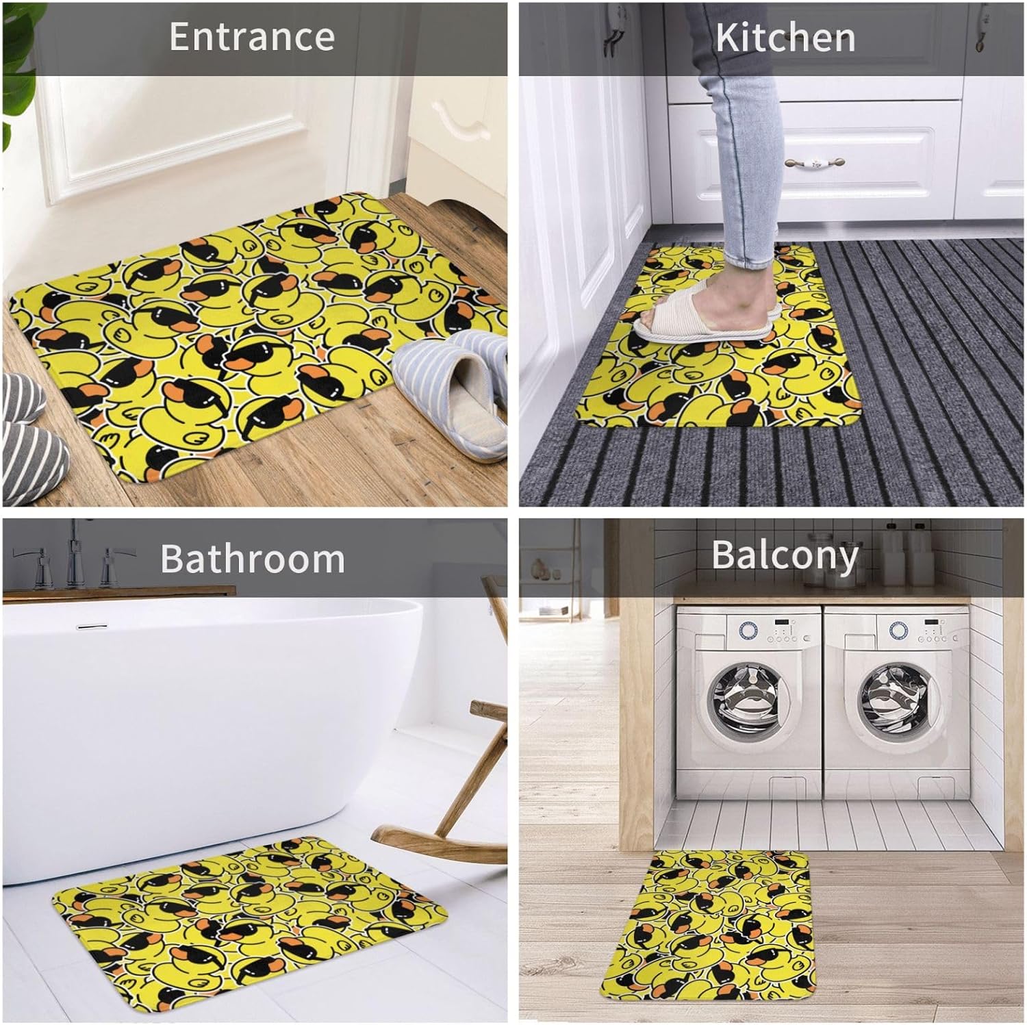 Cartoon Rubber Duck Bath Mat 24x16 Non-Slip Soft Microfiber