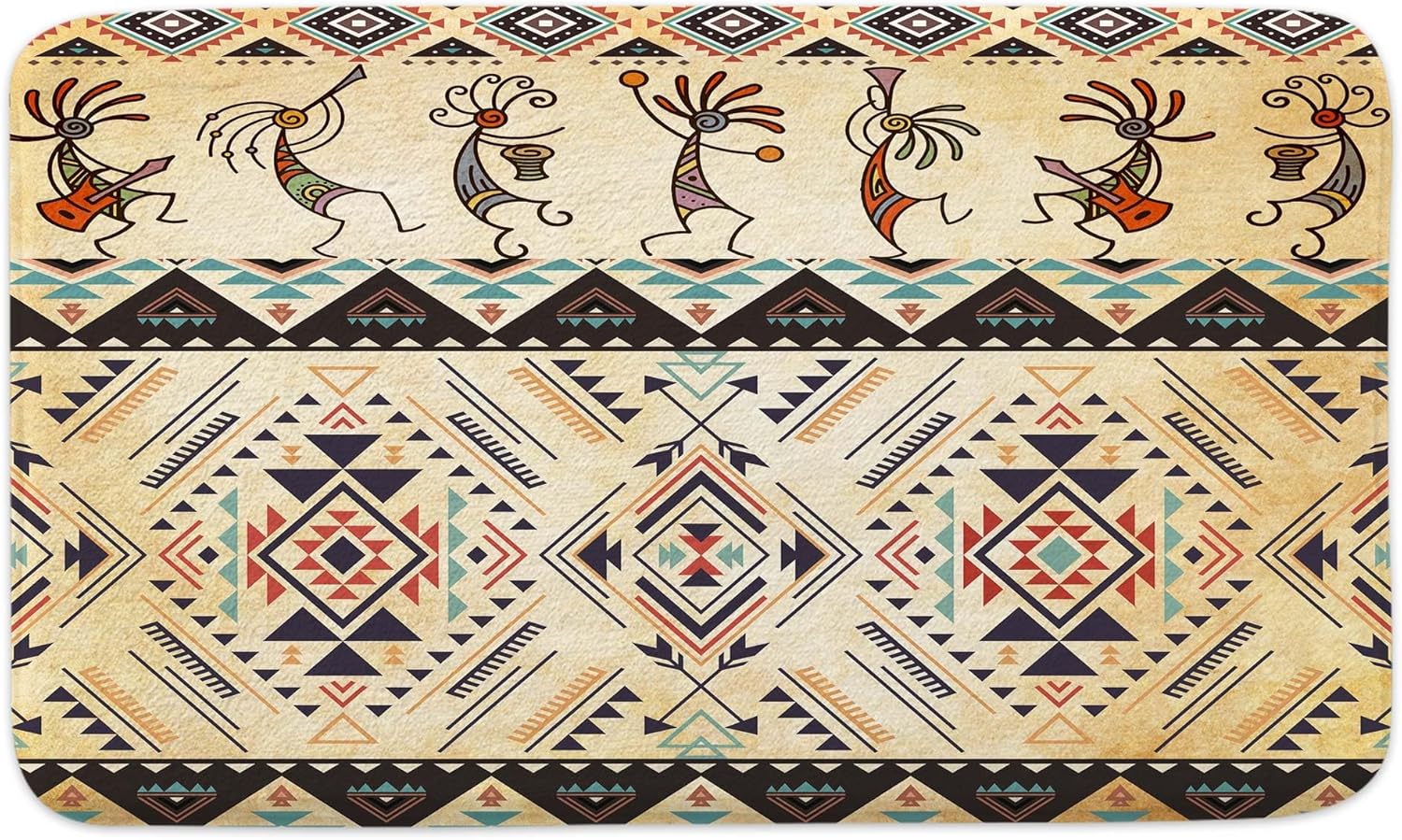 JAWO Southwestern Bath Rug Set - 16x24 Flannel Non-Slip Mat
