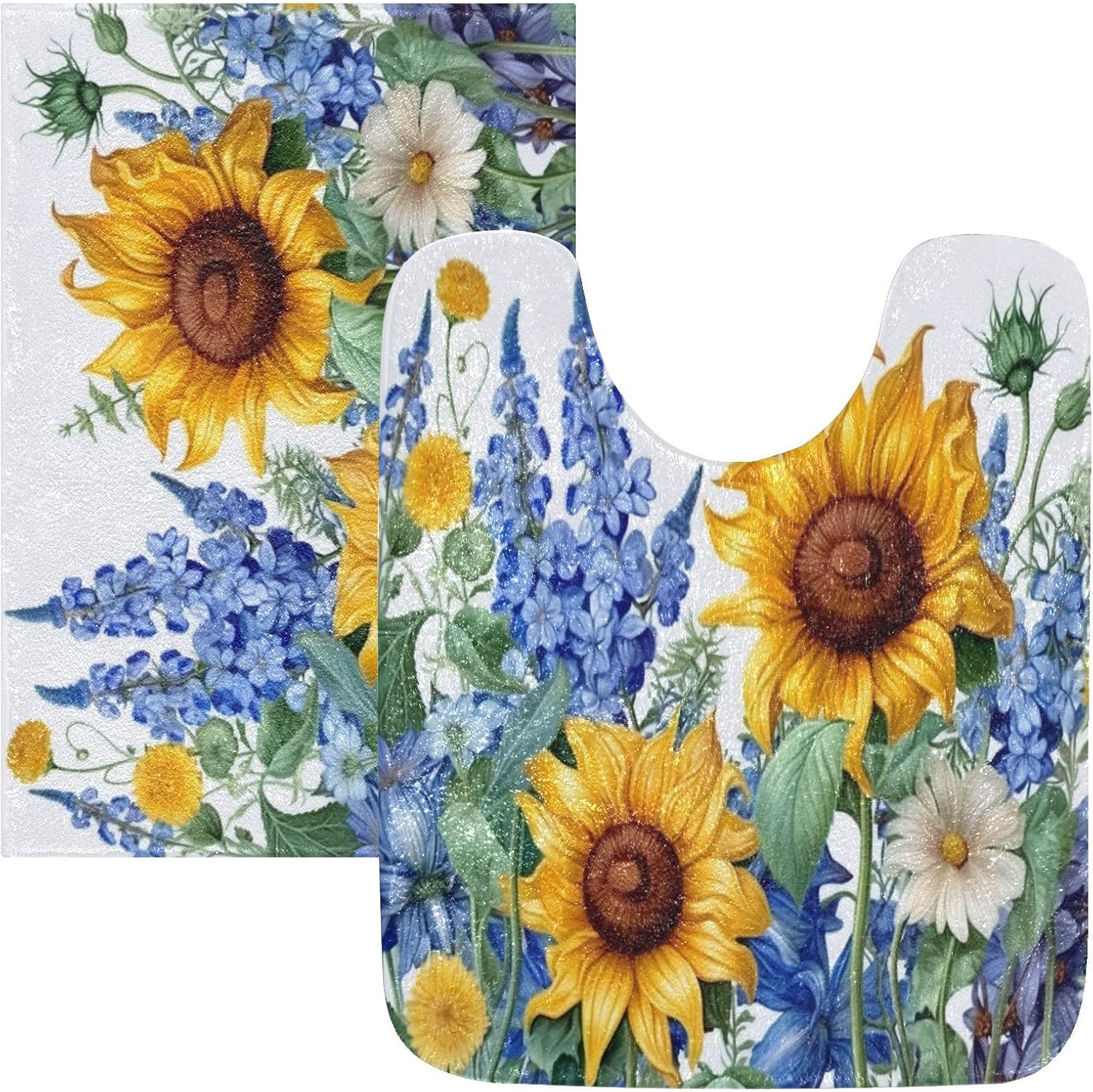 YETTASBIN Sunflower Rectangle Bath Mat Set 1