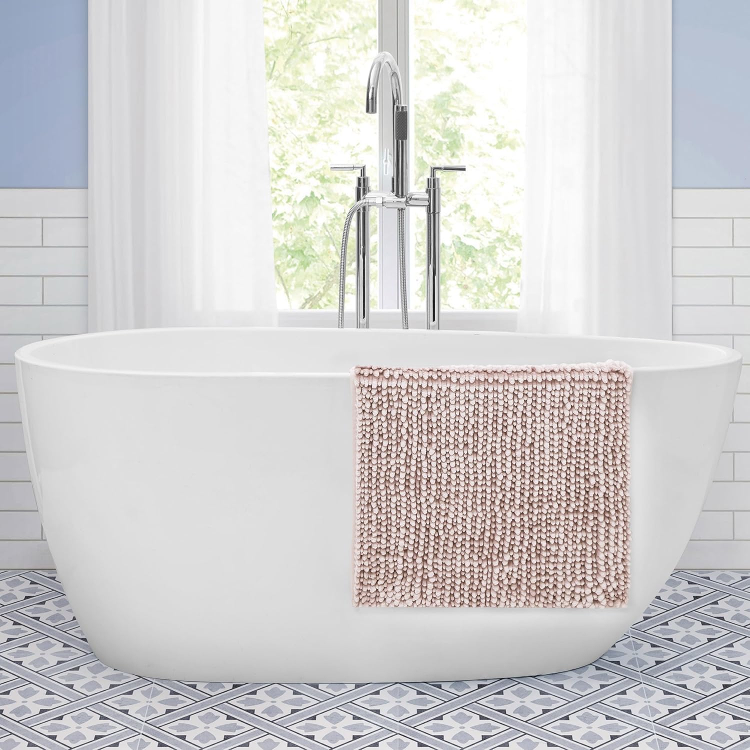 Laura Ashley Butter Chenille Bath Rug Set - 2 Piece Blush 1