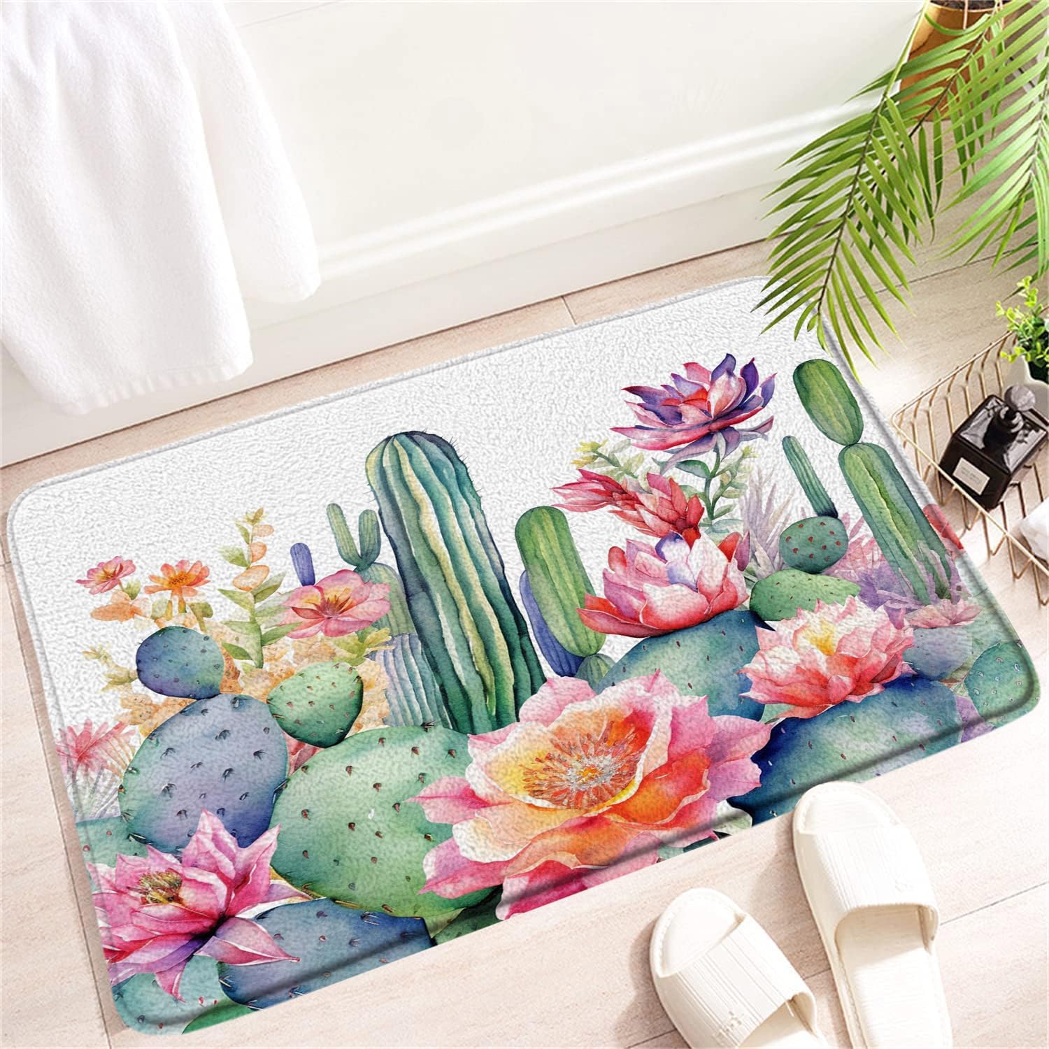 Tropical Cactus Bath Mat 16x24 Inch Microfiber 1