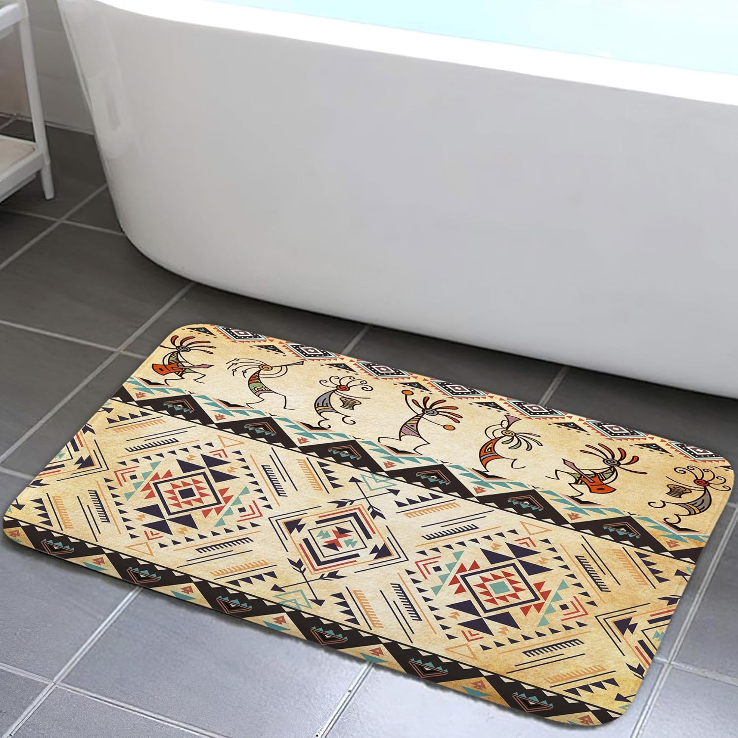 JAWO Southwestern Bath Rug Set - 16x24 Flannel Non-Slip Mat