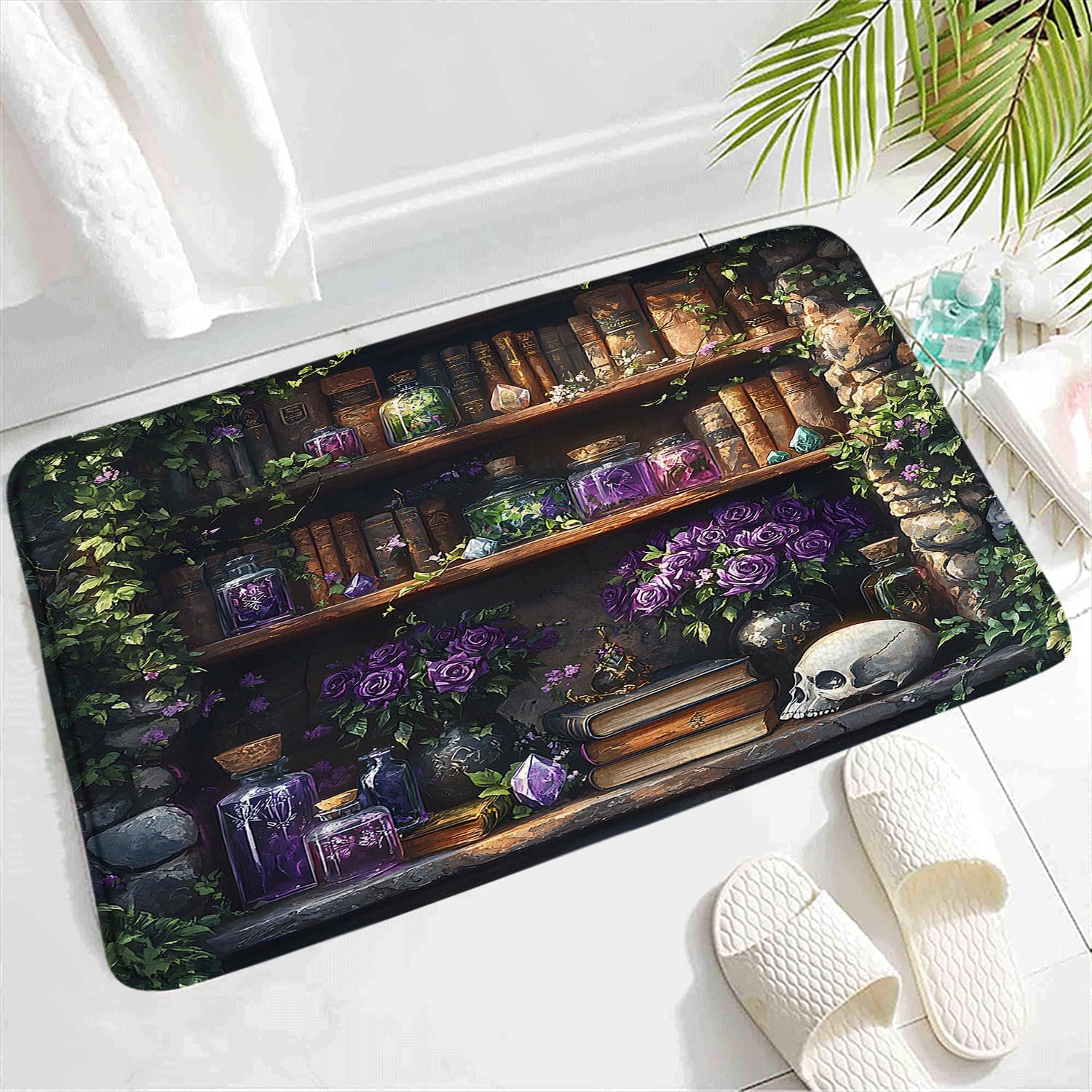 SATRTUD Gothic Bath Mat with Skull Design 24x16 Inch