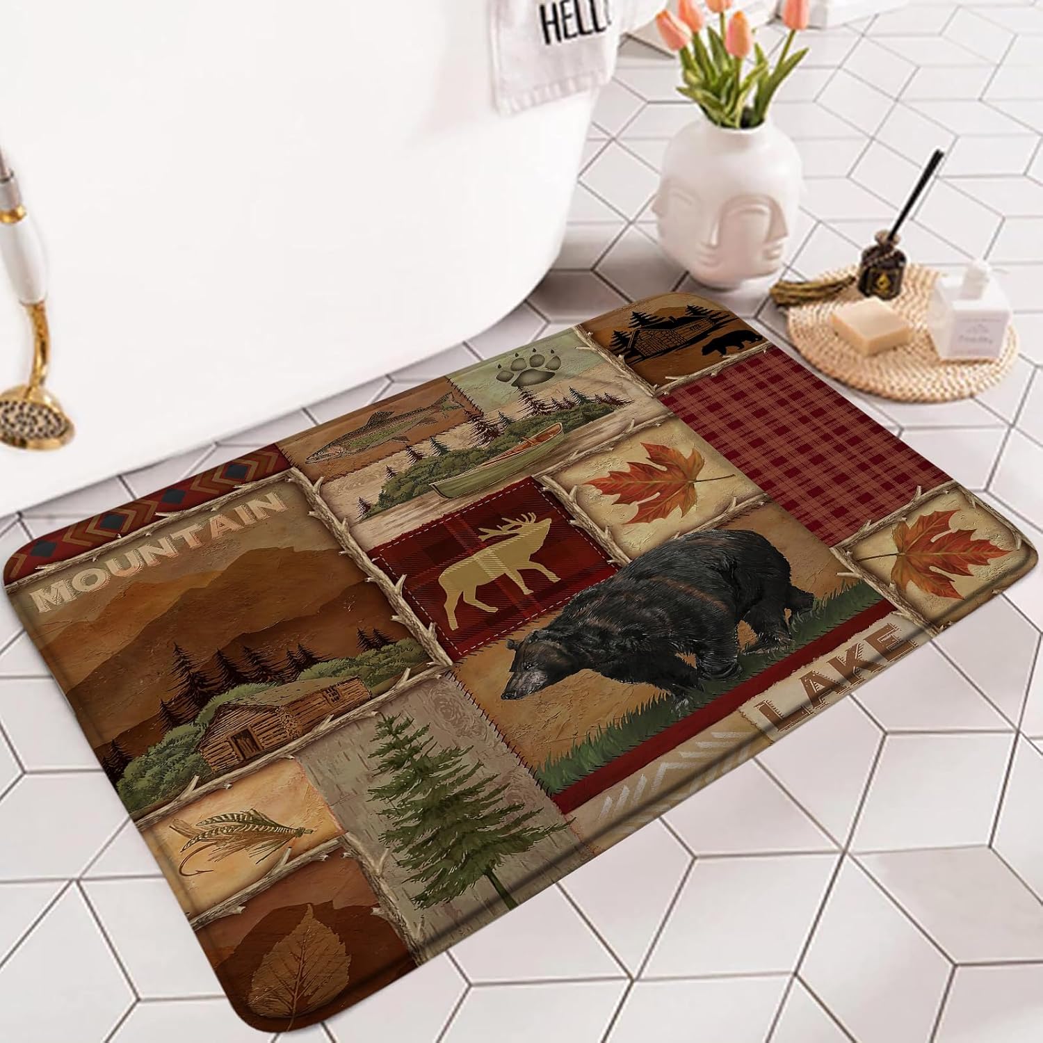 RDRUVA Rustic Bear Bath Mat 45x75cm
