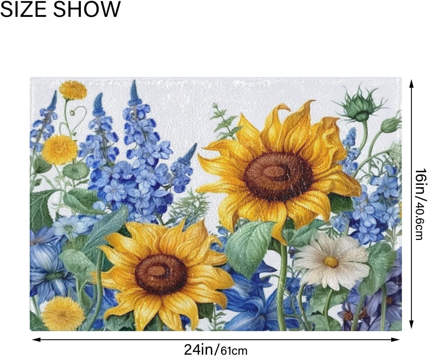 YETTASBIN Sunflower Rectangle Bath Mat Set 1
