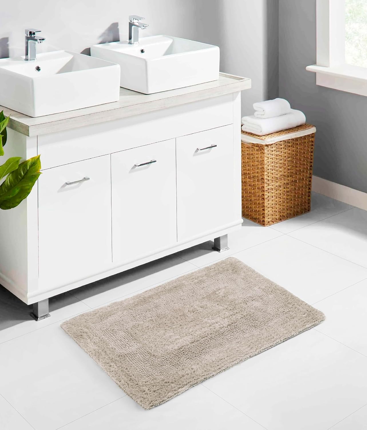 COTTON CRAFT Bath Mat Set of 2 Reversible