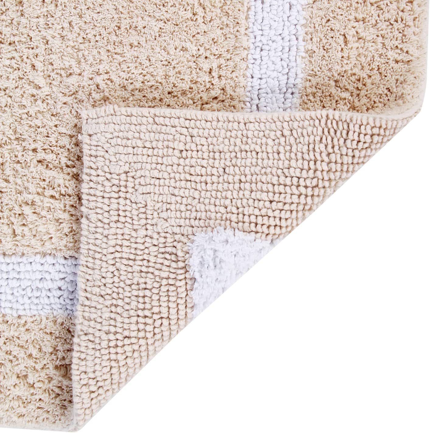 Better Trends 100 Cotton Bath Mat 30 Round Sand White Reversible