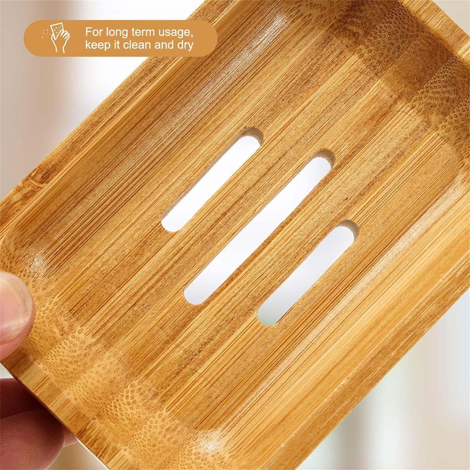 Eco-Friendly Bamboo Soap Dish Holder - 2-Pack for Bath Kitchen