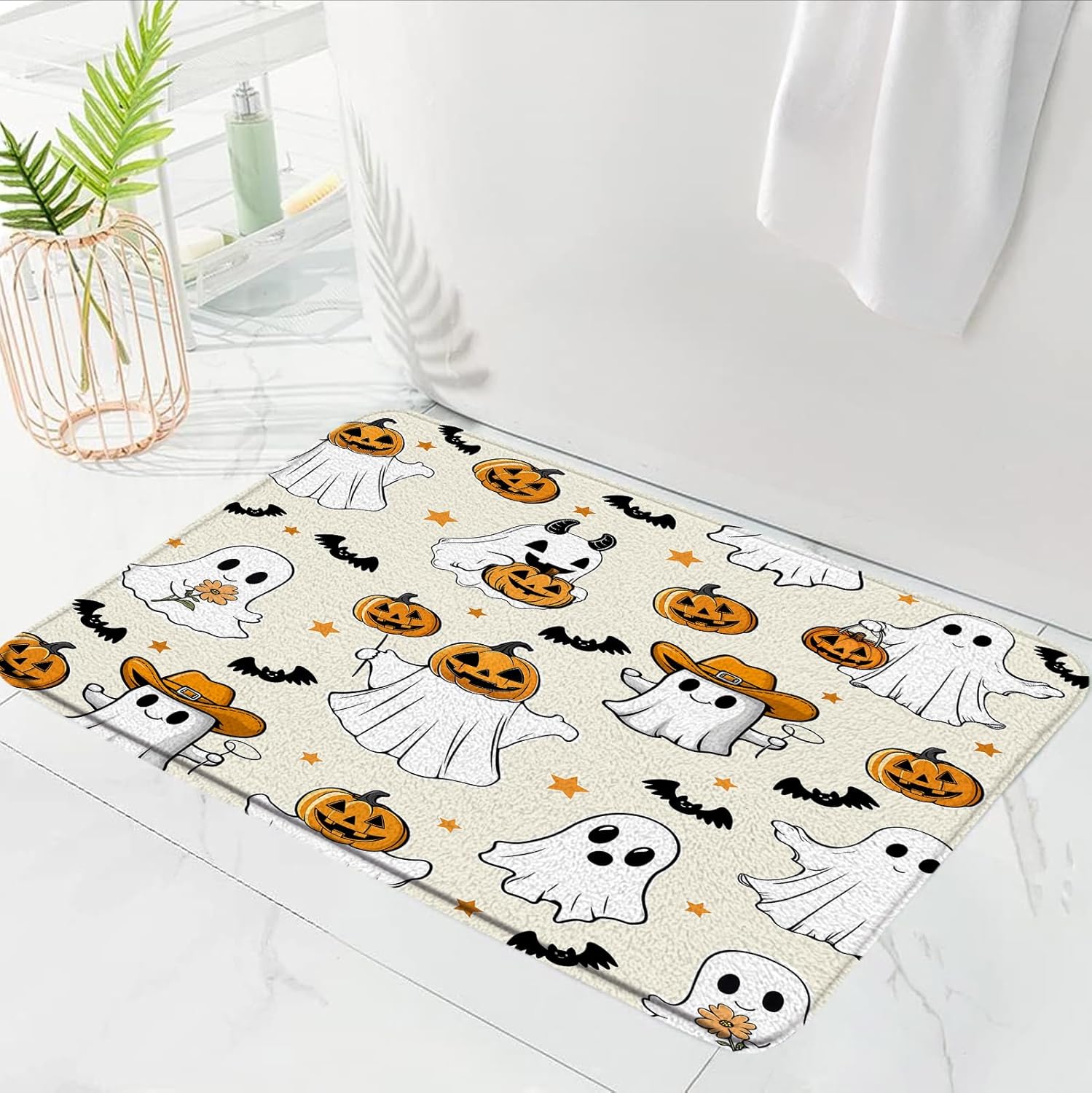 Cute Halloween Ghost Bath Mat 16x24 Inch